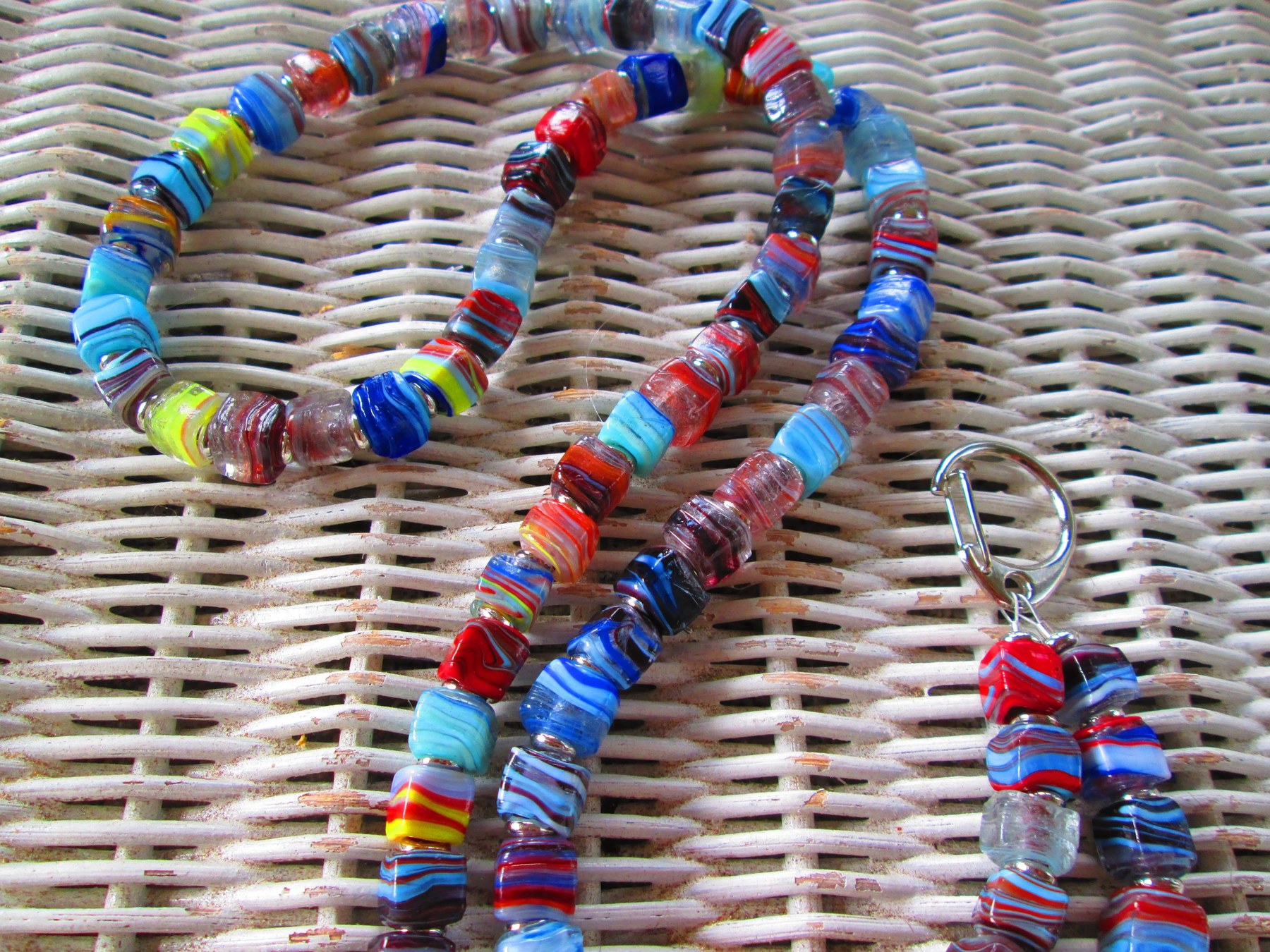 Turkish Artisan Handmade Cube Glass Beaded Lanyard, Badge Holder Necklace, ID Holder, Eyeglass Chain, Teacher Nurse Gift, detail 2