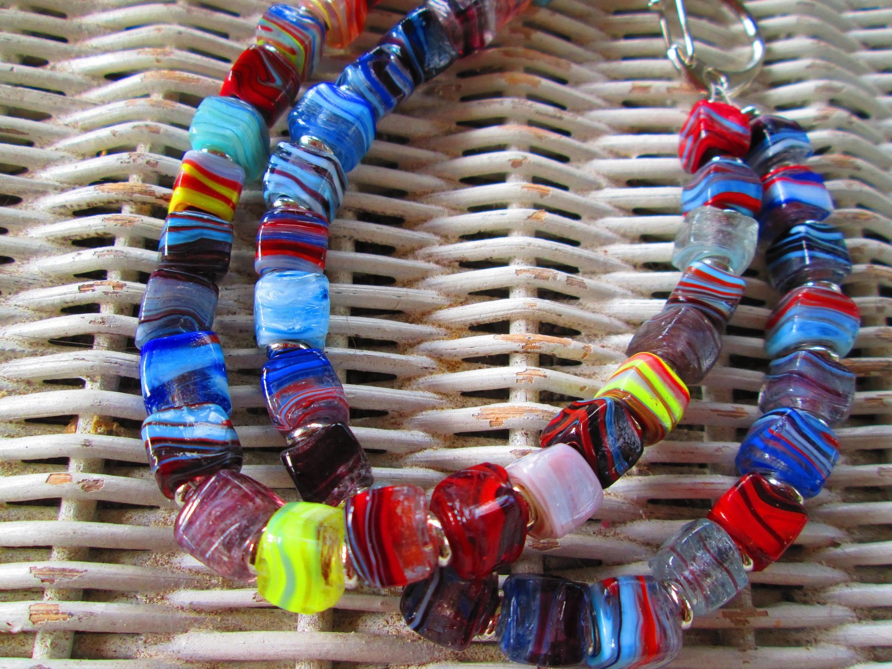 Turkish Artisan Handmade Cube Glass Beaded Lanyard, Badge Holder Necklace, ID Holder, Eyeglass Chain, Teacher Nurse Gift, detail 3