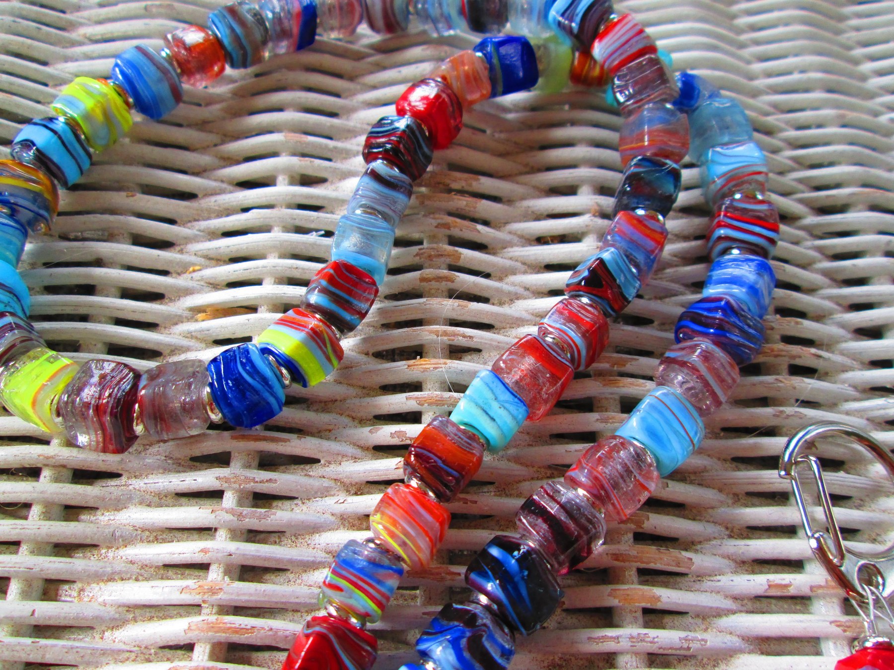 Turkish Artisan Handmade Cube Glass Beaded Lanyard, Badge Holder Necklace, ID Holder, Eyeglass Chain, Teacher Nurse Gift, detail 4