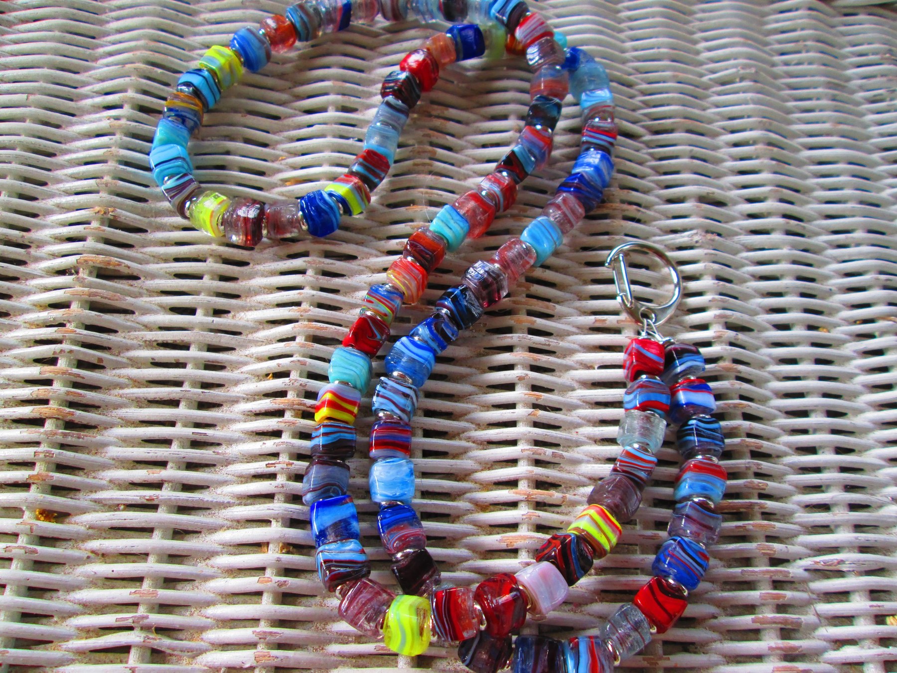 Turkish Artisan Handmade Cube Glass Beaded Lanyard, Badge Holder Necklace, ID Holder, Eyeglass Chain, Teacher Nurse Gift, detail 5