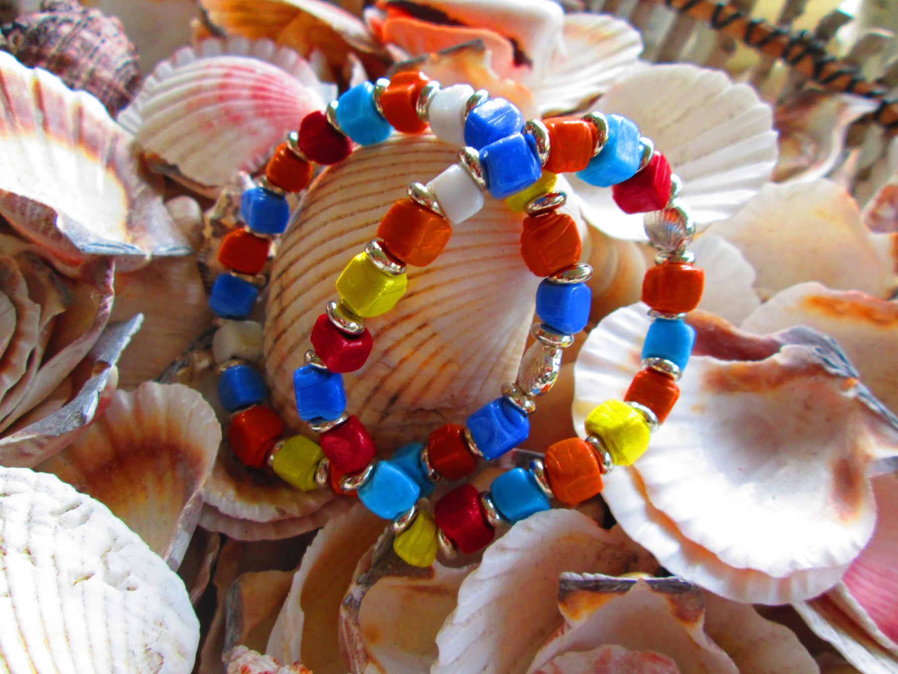 Turkish Artisan Cube Glass Bracelet, Handmade Multi Color Beaded Stretch Bracelet, Buy One Get One Free, Boho Gift
