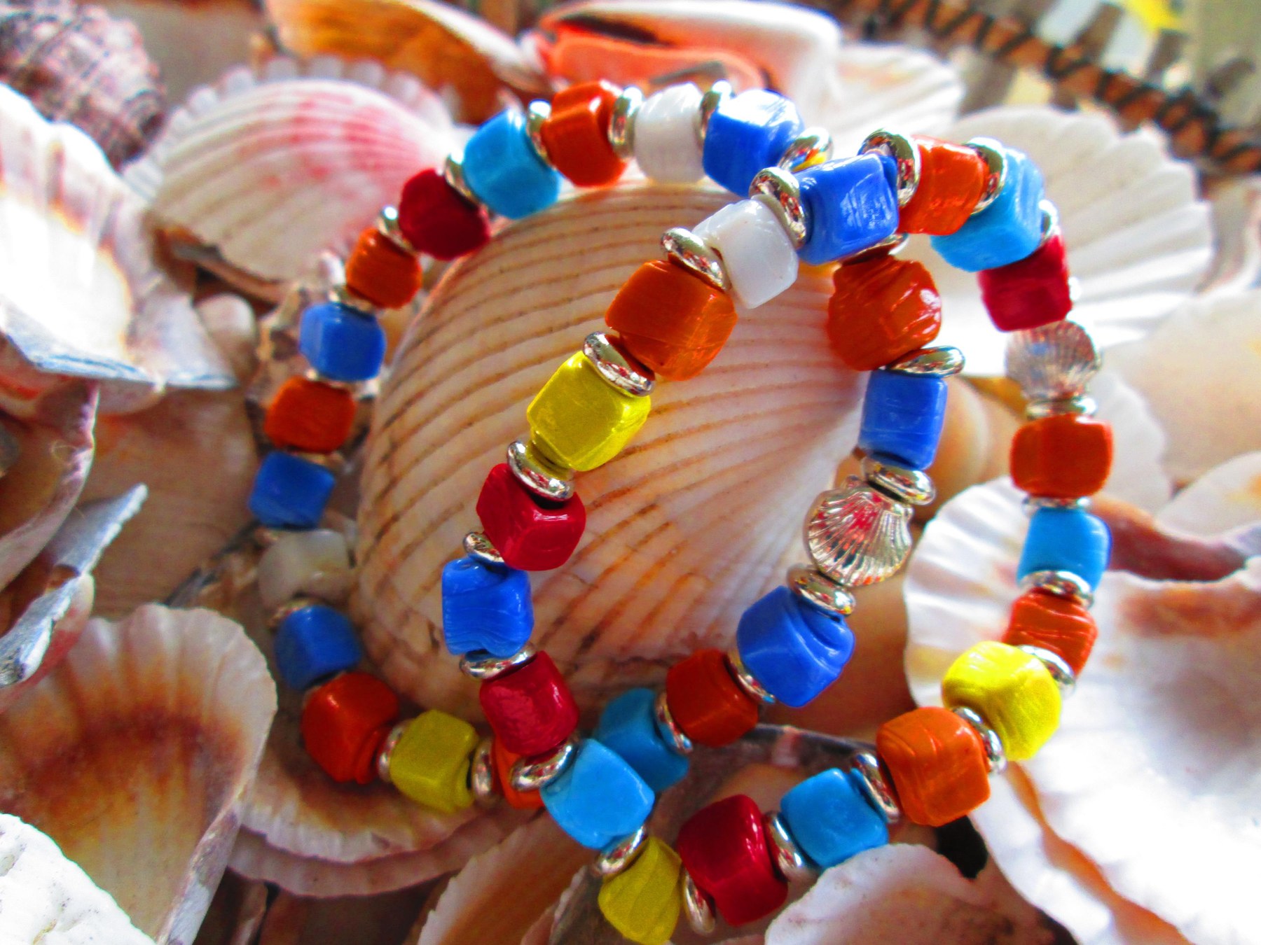 Turkish Artisan Cube Glass Bracelet, Handmade Multi Color Beaded Stretch Bracelet, Buy One Get One Free, Boho Gift, detail 3