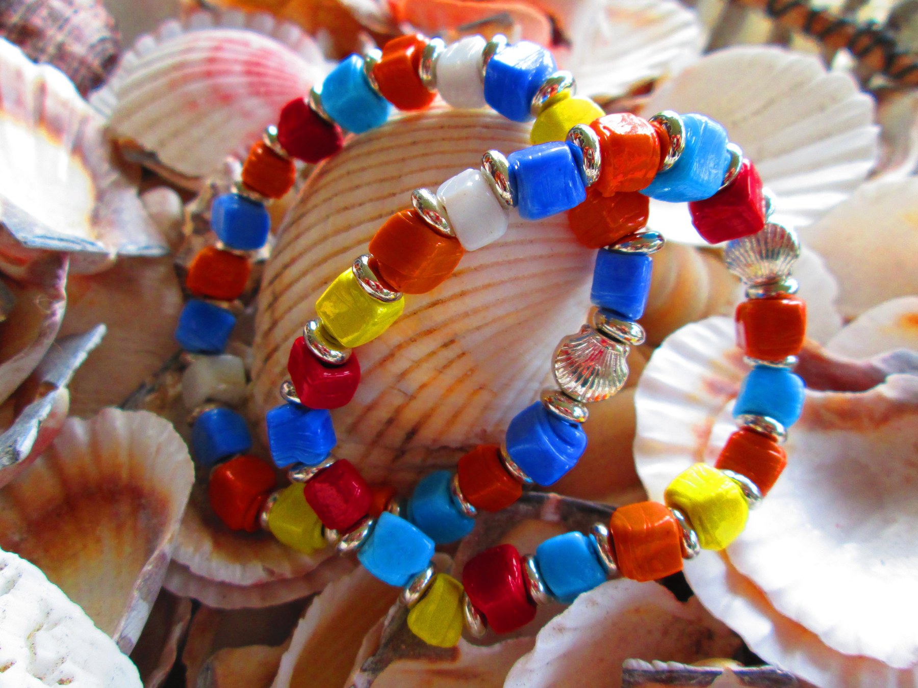 Turkish Artisan Cube Glass Bracelet, Handmade Multi Color Beaded Stretch Bracelet, Buy One Get One Free, Boho Gift, detail 5