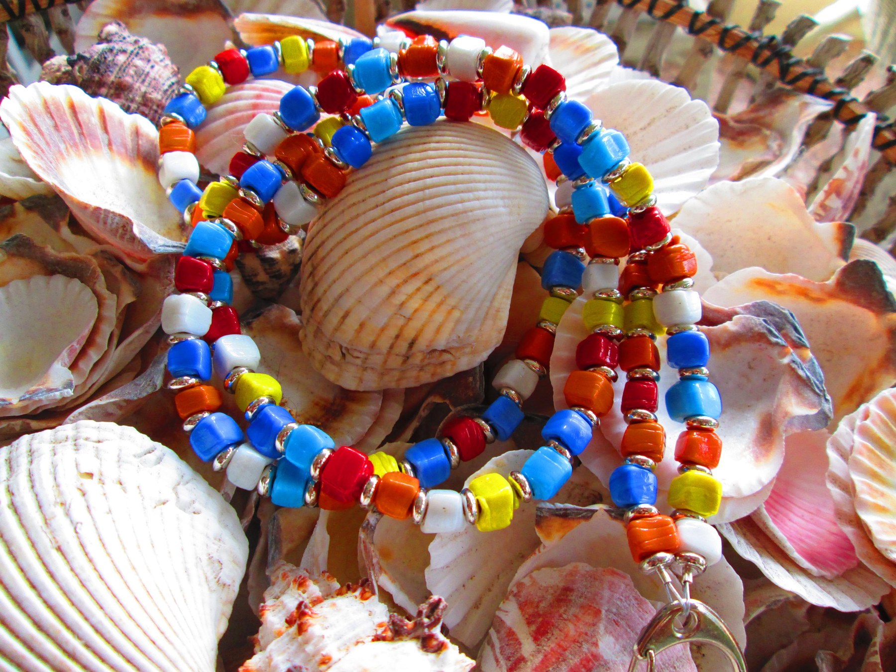 Turkish Artisan Handmade Cube Glass Beaded Lanyard, Badge Holder Necklace, ID Holder, Eyeglass Chain, Teacher Nurse Gift