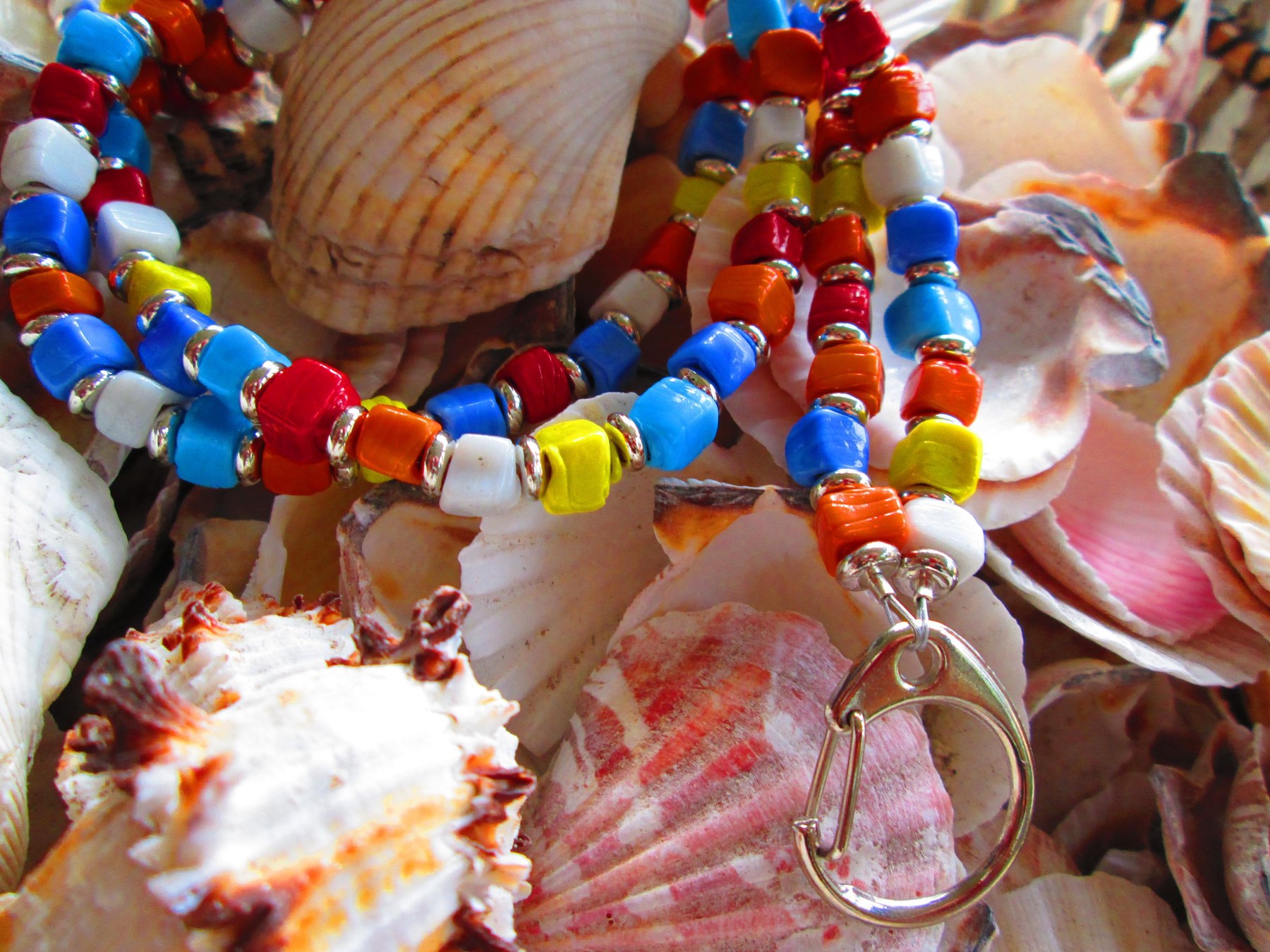 Turkish Artisan Handmade Cube Glass Beaded Lanyard, Badge Holder Necklace, ID Holder, Eyeglass Chain, Teacher Nurse Gift, detail 2