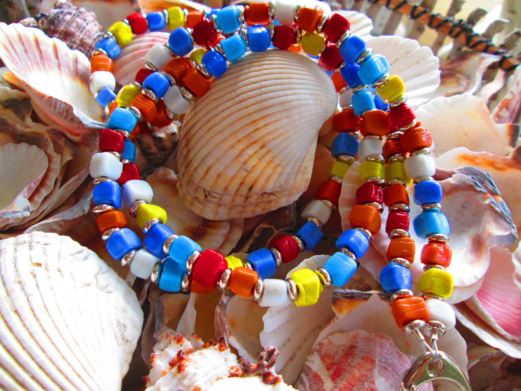 Turkish Artisan Handmade Cube Glass Beaded Lanyard, Badge Holder Necklace, ID Holder, Eyeglass Chain, Teacher Nurse Gift, detail 3