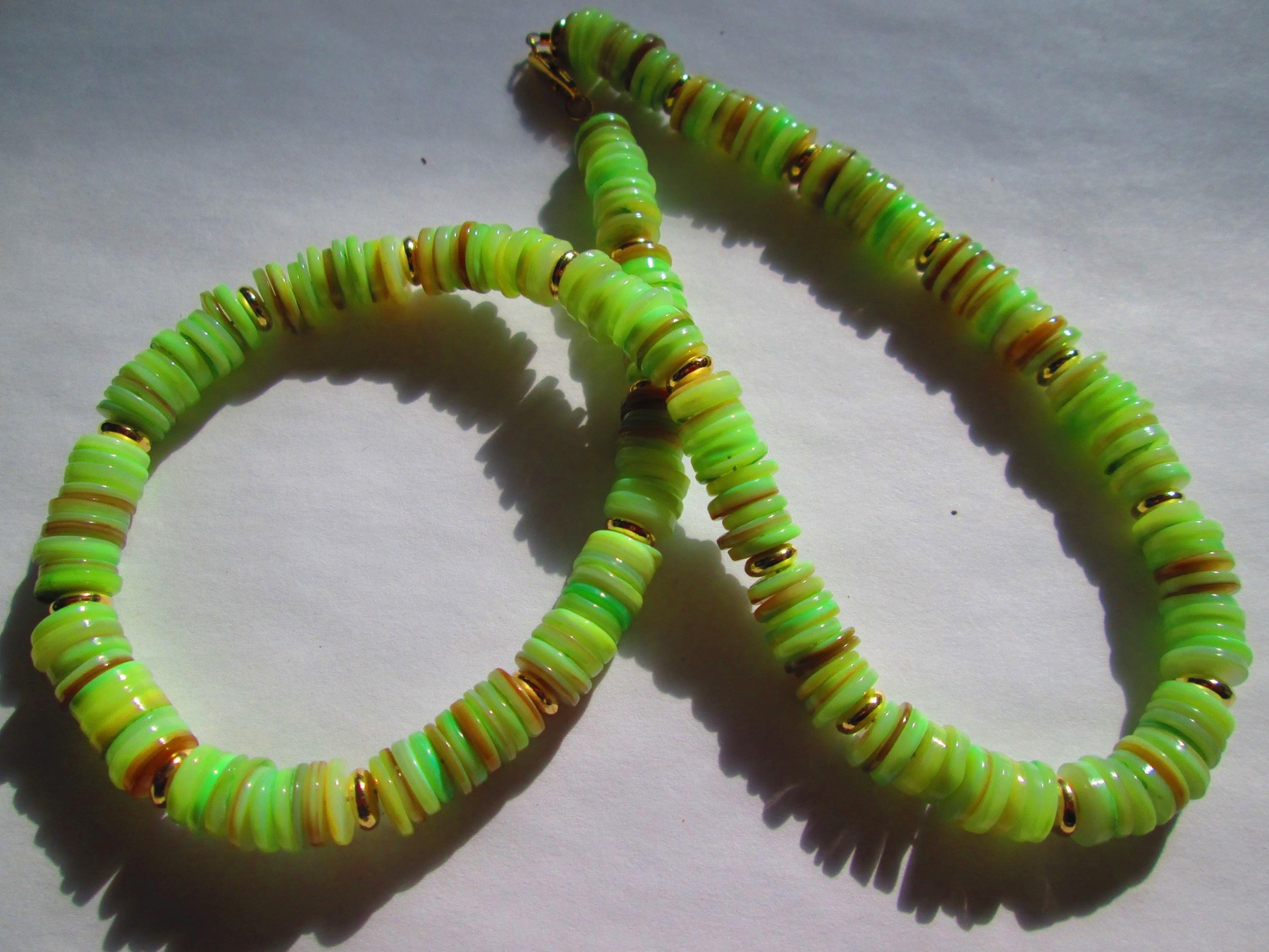 Natural Green Heishi 8mm Shell Handmade Necklace,1303