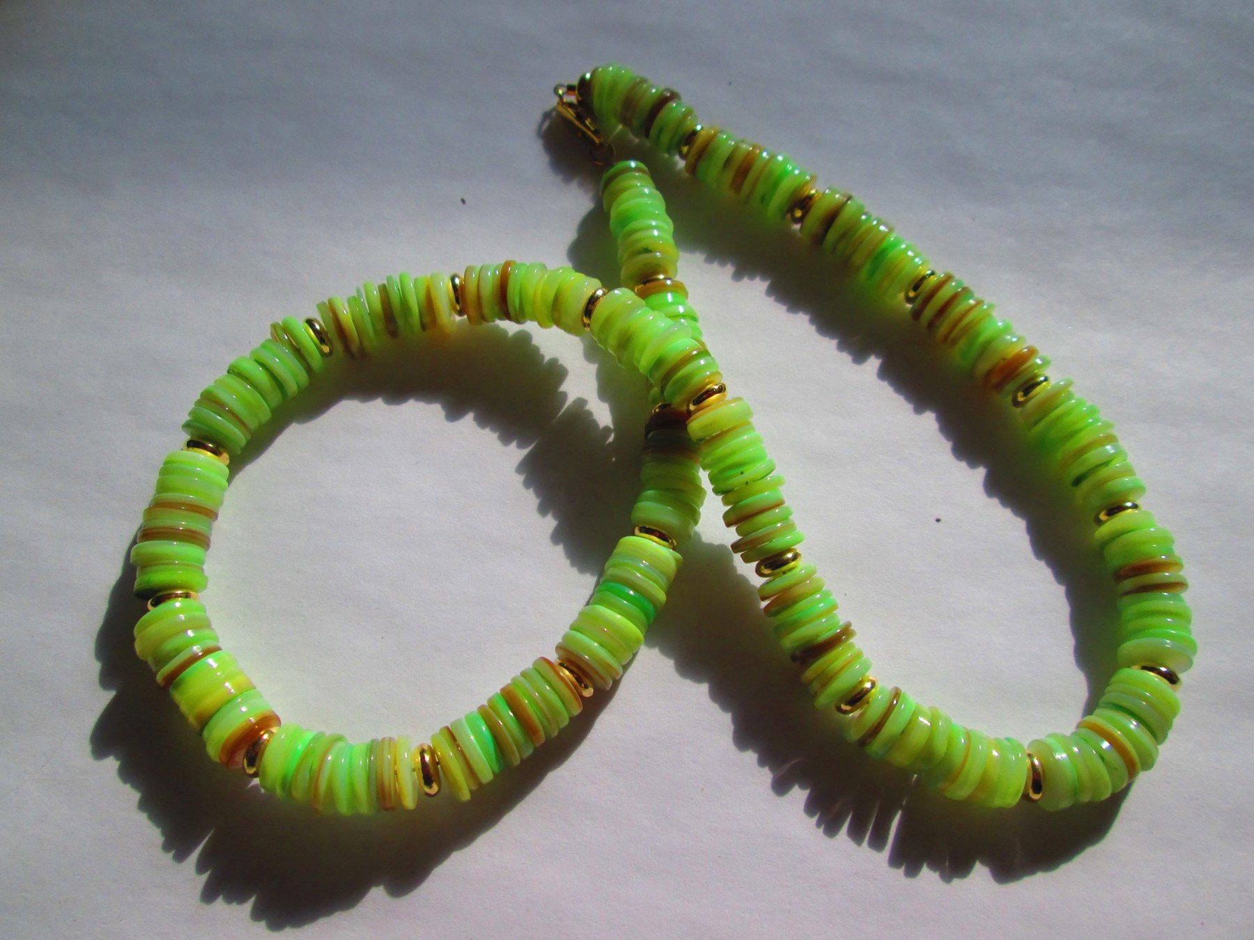 Natural Green Heishi 8mm Shell Handmade Necklace,1303, detail 2