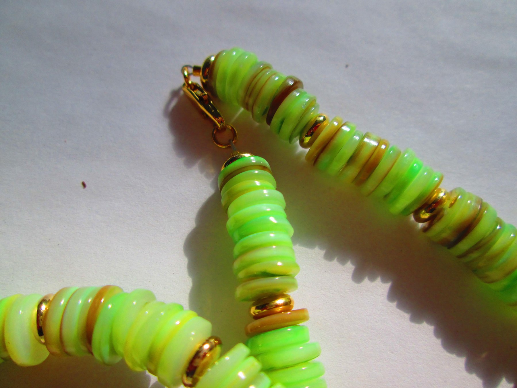 Natural Green Heishi 8mm Shell Handmade Necklace,1303, detail 4