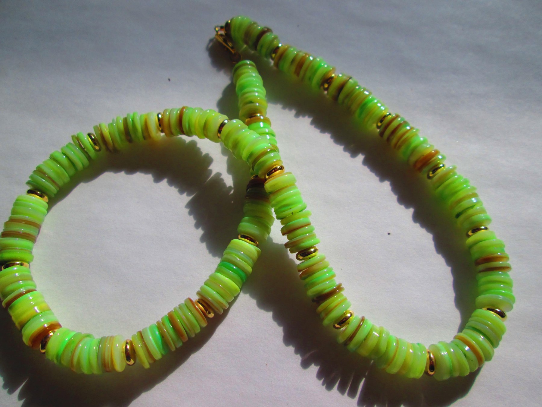 Natural Green Heishi 8mm Shell Handmade Necklace,1303, detail 5