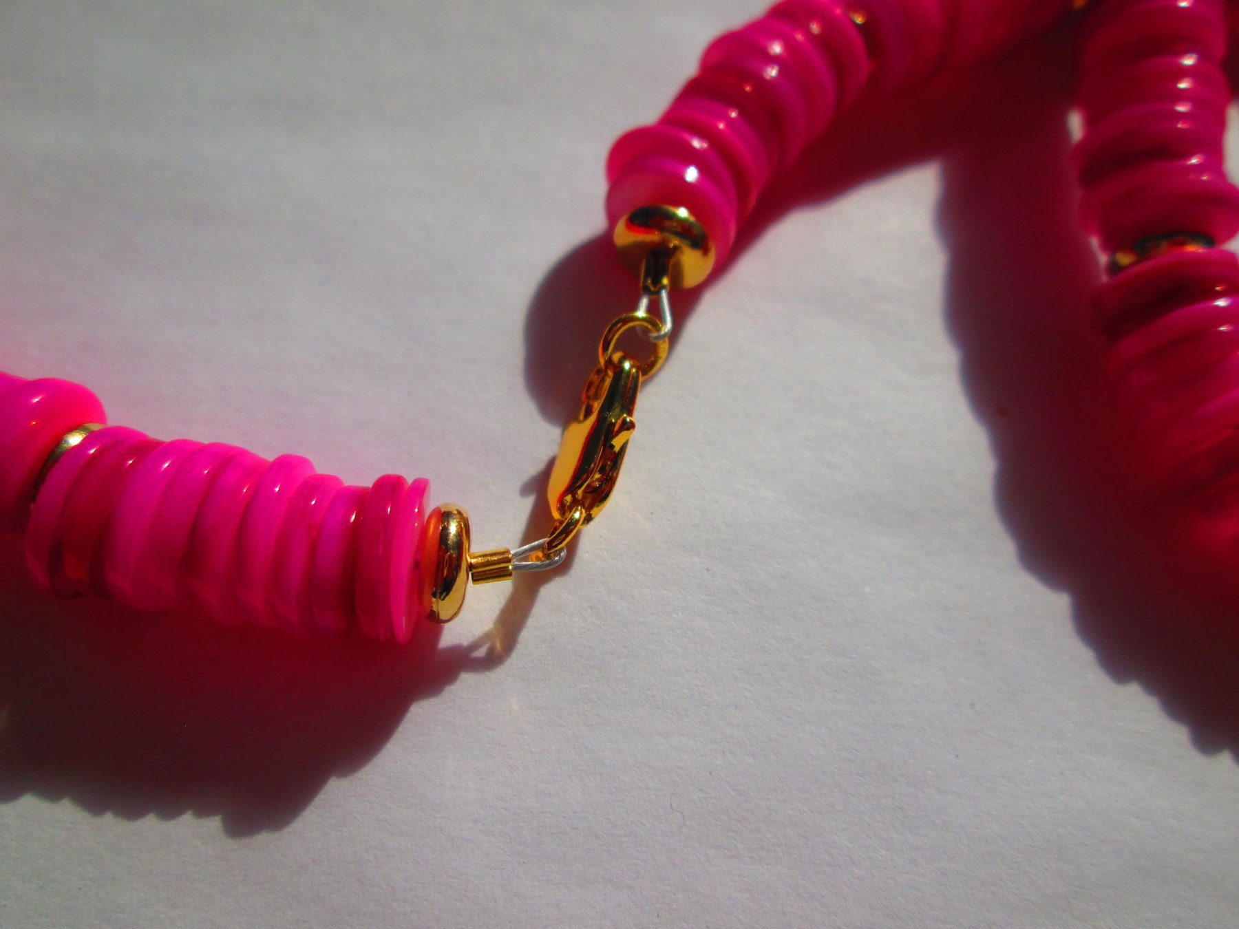 Natural Pink Heishi 8mm Shell Beaded Necklace, 1302, detail 5