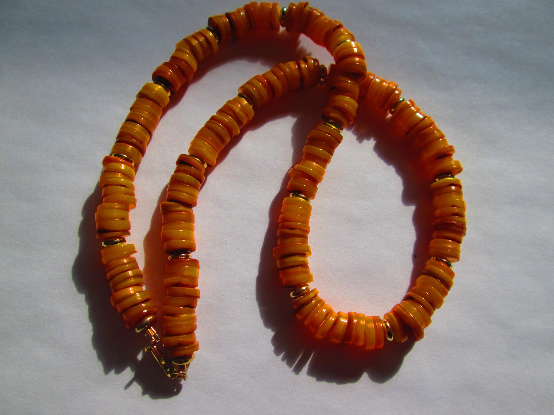 Natural Orange Heishi 8mm Shell Handmade Necklace, 1304
