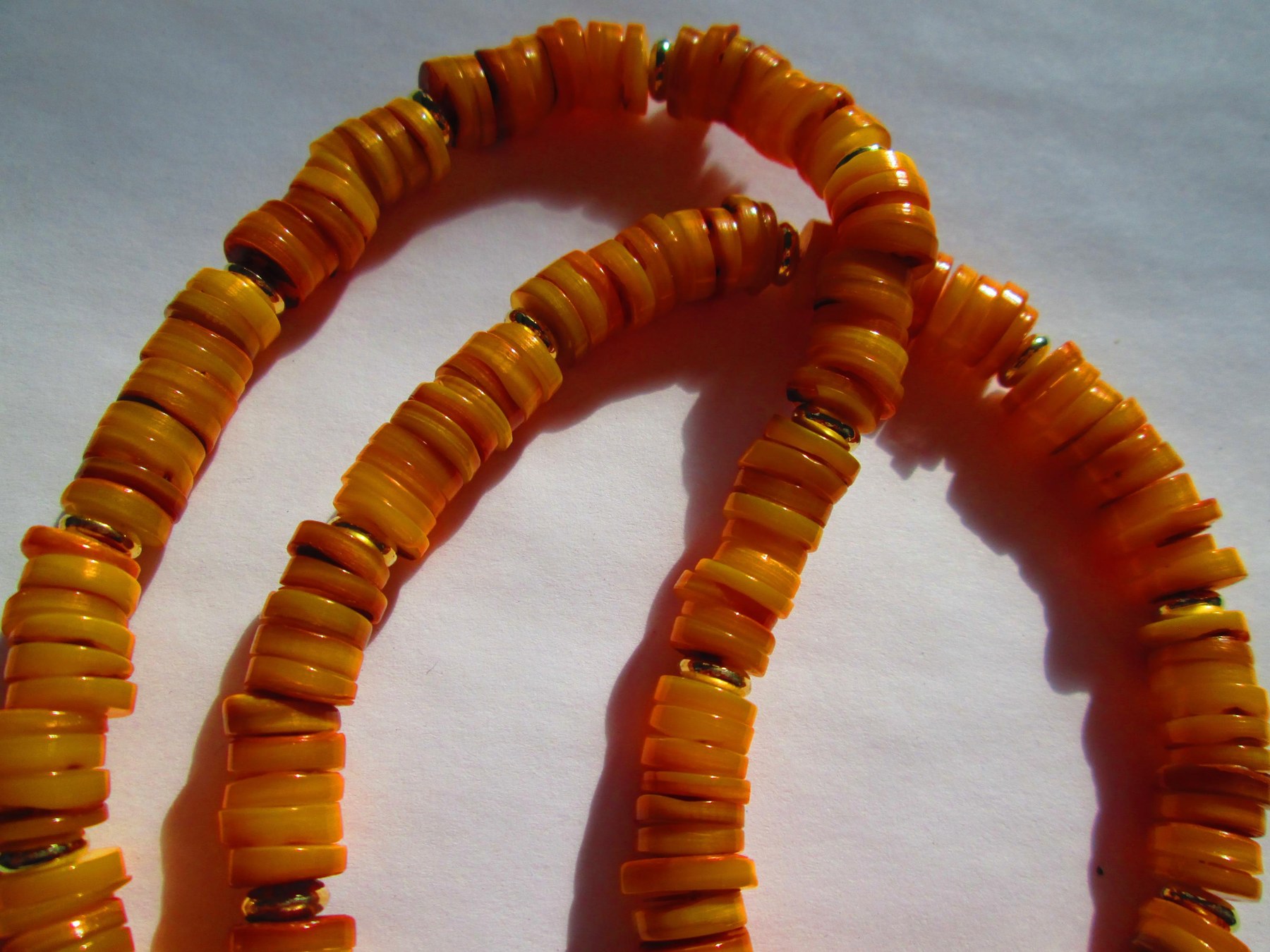 Natural Orange Heishi 8mm Shell Handmade Necklace, 1304, detail 2