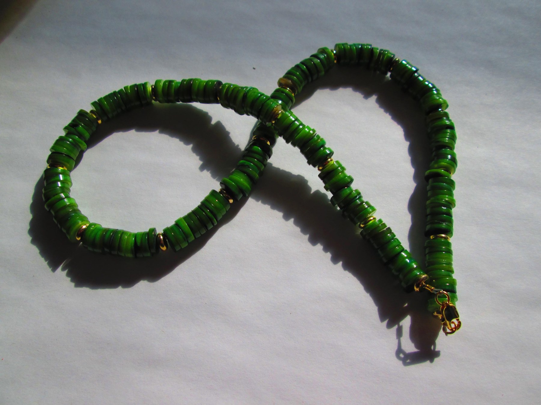 Natural Green Heishi 8mm Shell Handmade necklace, 1306, detail 3