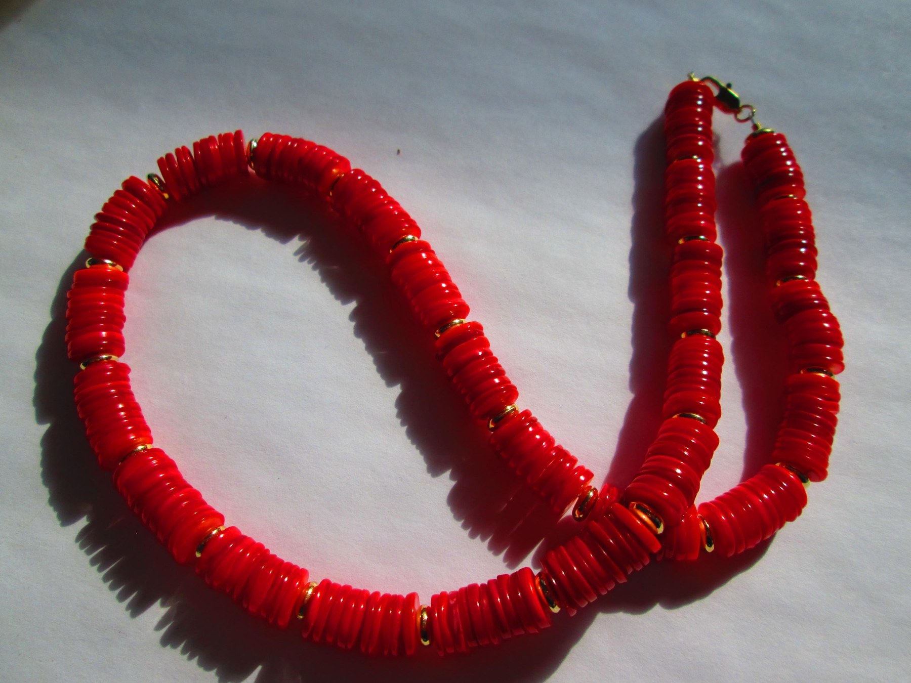 Natural Red Heishi 8mm Shell Handmade Necklace, 1305