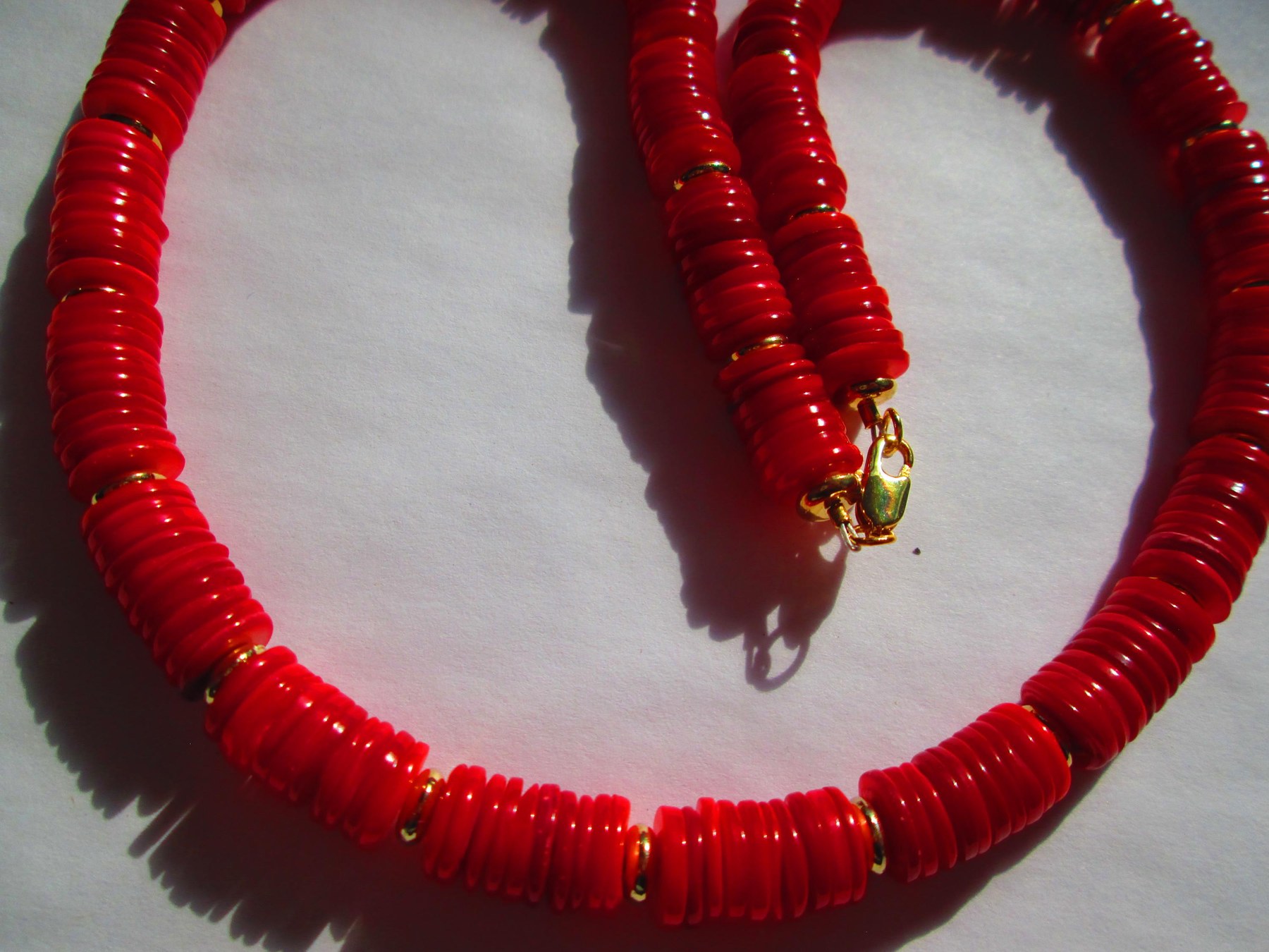 Natural Red Heishi 8mm Shell Handmade Necklace, 1305, detail 2