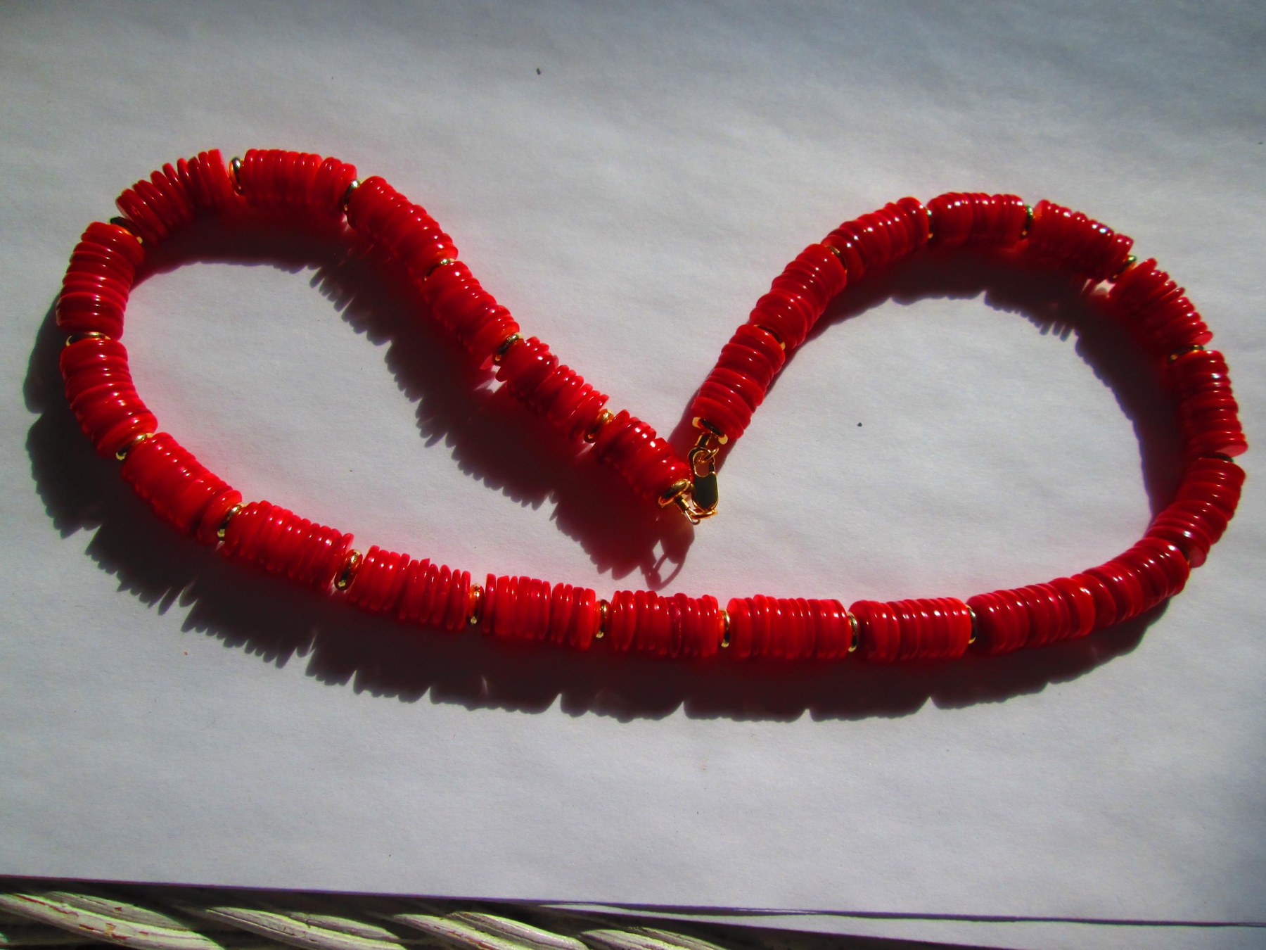 Natural Red Heishi 8mm Shell Handmade Necklace, 1305, detail 3