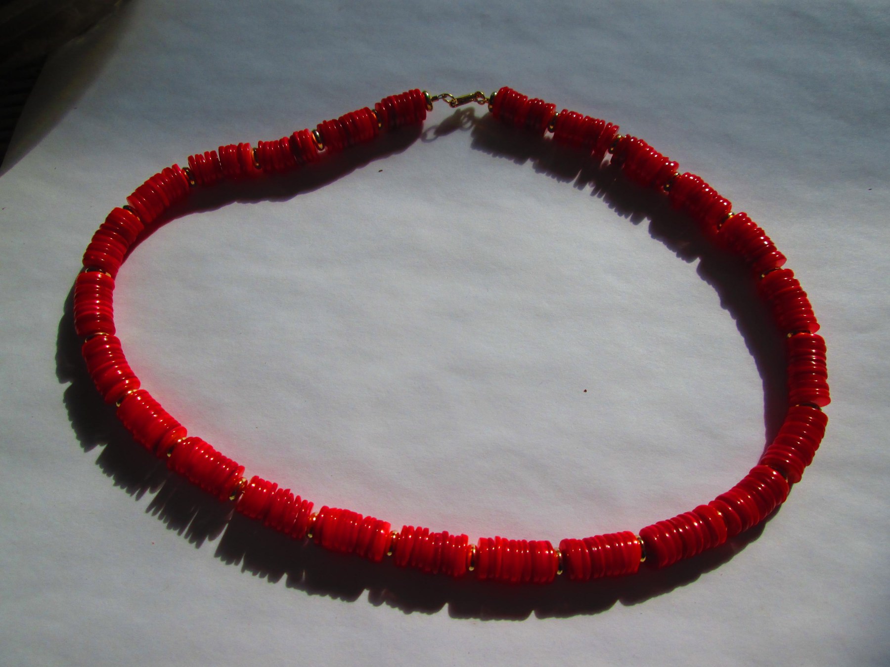 Natural Red Heishi 8mm Shell Handmade Necklace, 1305, detail 4
