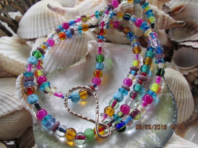 Lampwork Glass Beaded Lanyard: Handmade ID Badge Holder, 806, detail 2
