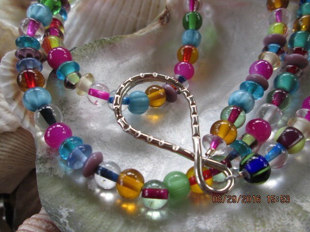 Lampwork Glass Beaded Lanyard: Handmade ID Badge Holder, 806, detail 3