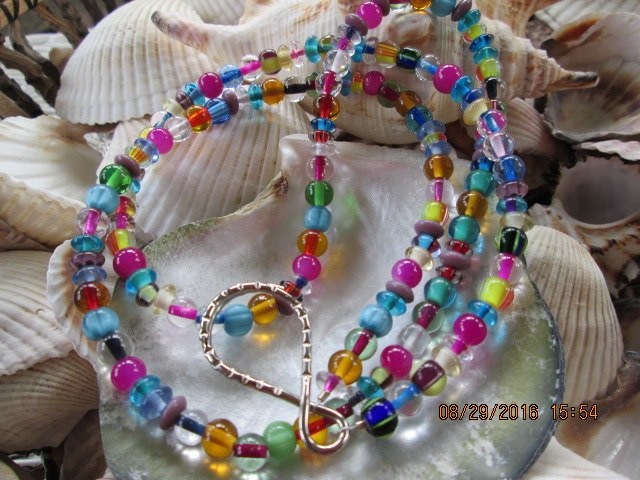 Lampwork Glass Beaded Lanyard: Handmade ID Badge Holder, 806, detail 4