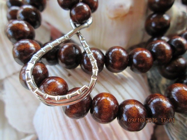 Wood Beaded Lanyard: Handmade ID Badge with Clasp,, detail 4