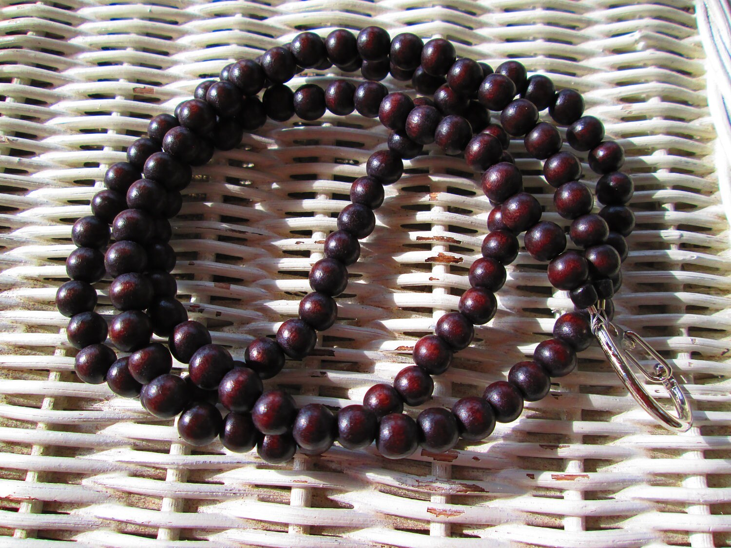Chocolate Wood Beaded Lanyard: 8mm ID Badge