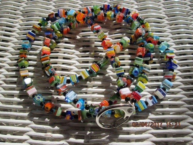Lanyard, Millefiori Handmade Beaded Lanyard, 887
