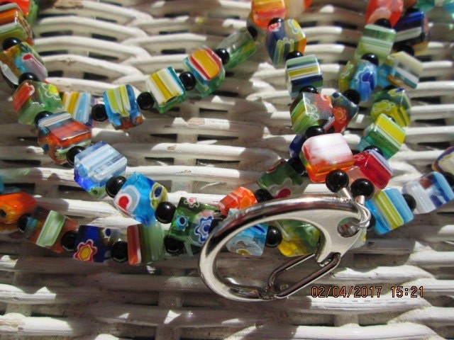 Lanyard, Millefiori Handmade Beaded Lanyard, 887, detail 2