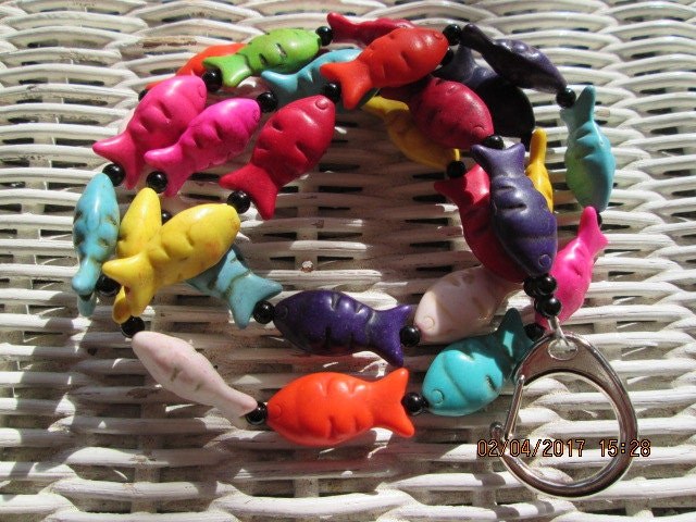 Lanyard, Fish Handmade beaded lanyard, 893, detail 2