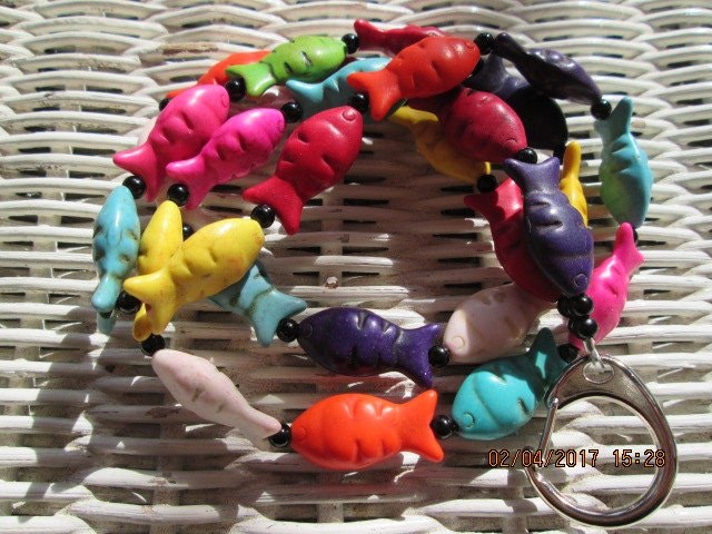 Lanyard, Fish Handmade beaded lanyard, 893, detail 3