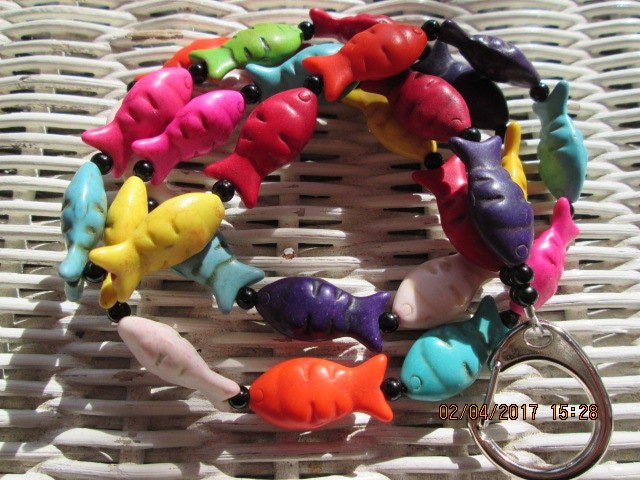 Lanyard, Fish Handmade beaded lanyard, 893, detail 5