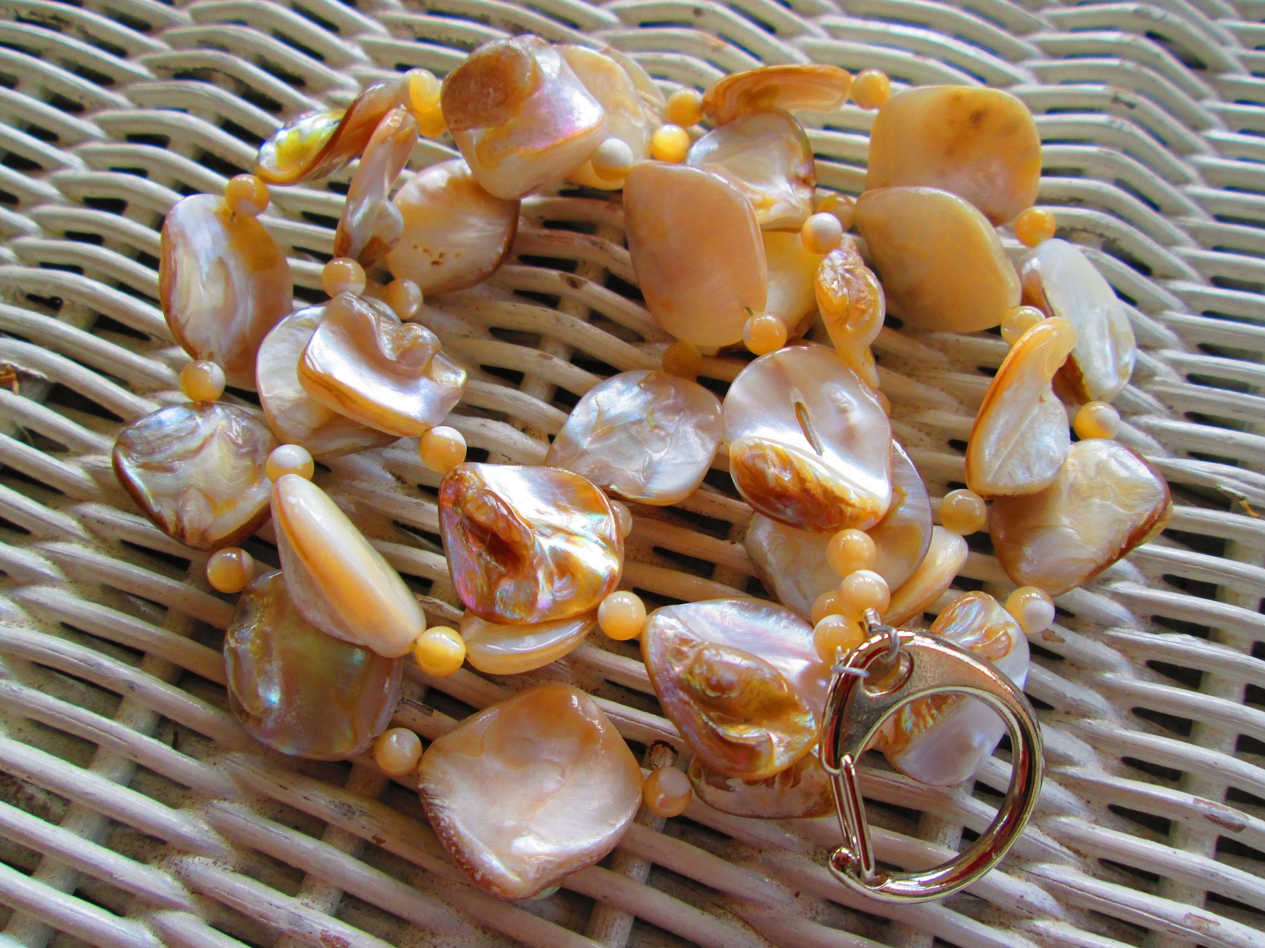 Shell Beaded Lanyard: Natural ID Badge