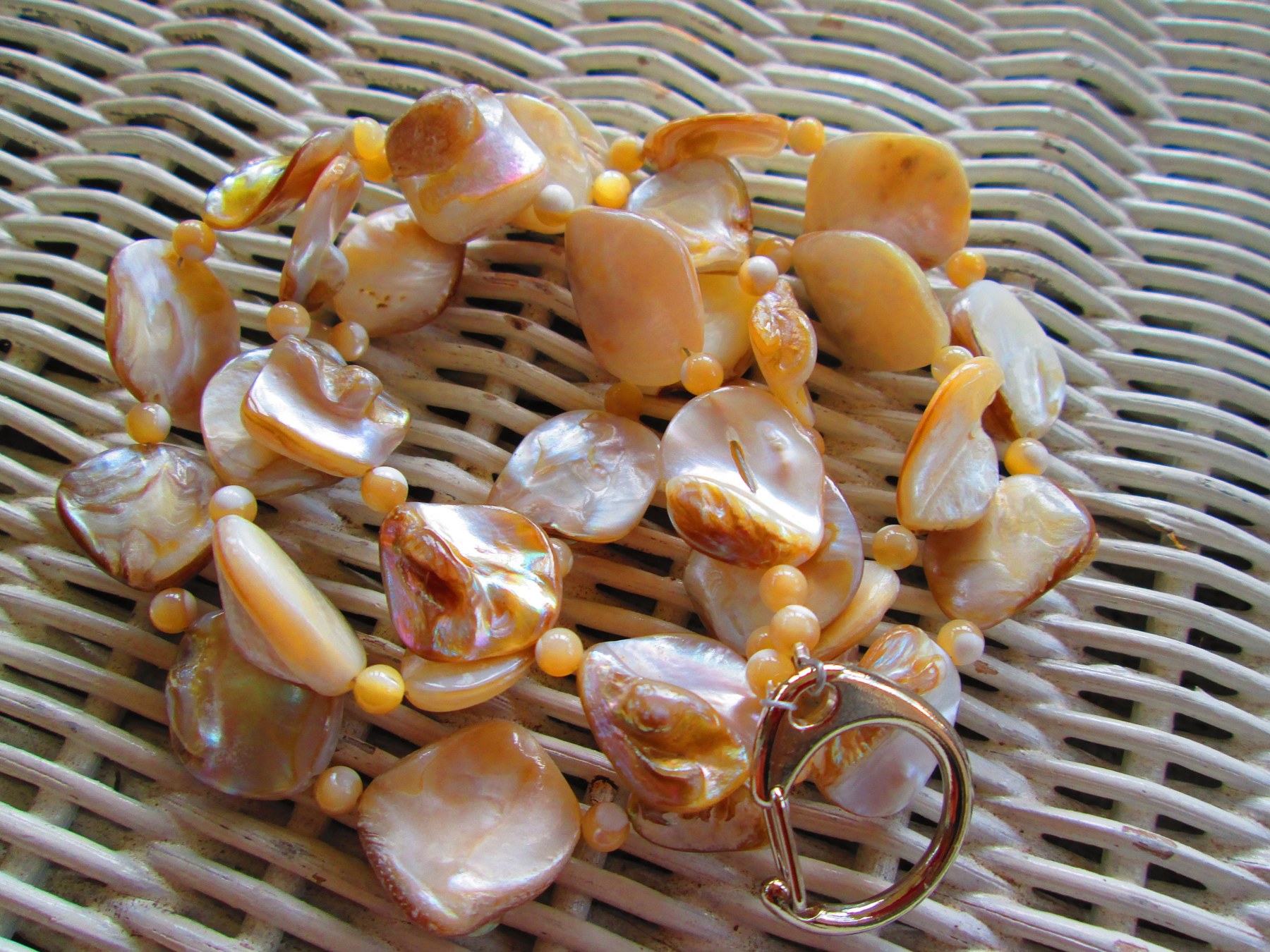 Shell Beaded Lanyard: Natural ID Badge, detail 2