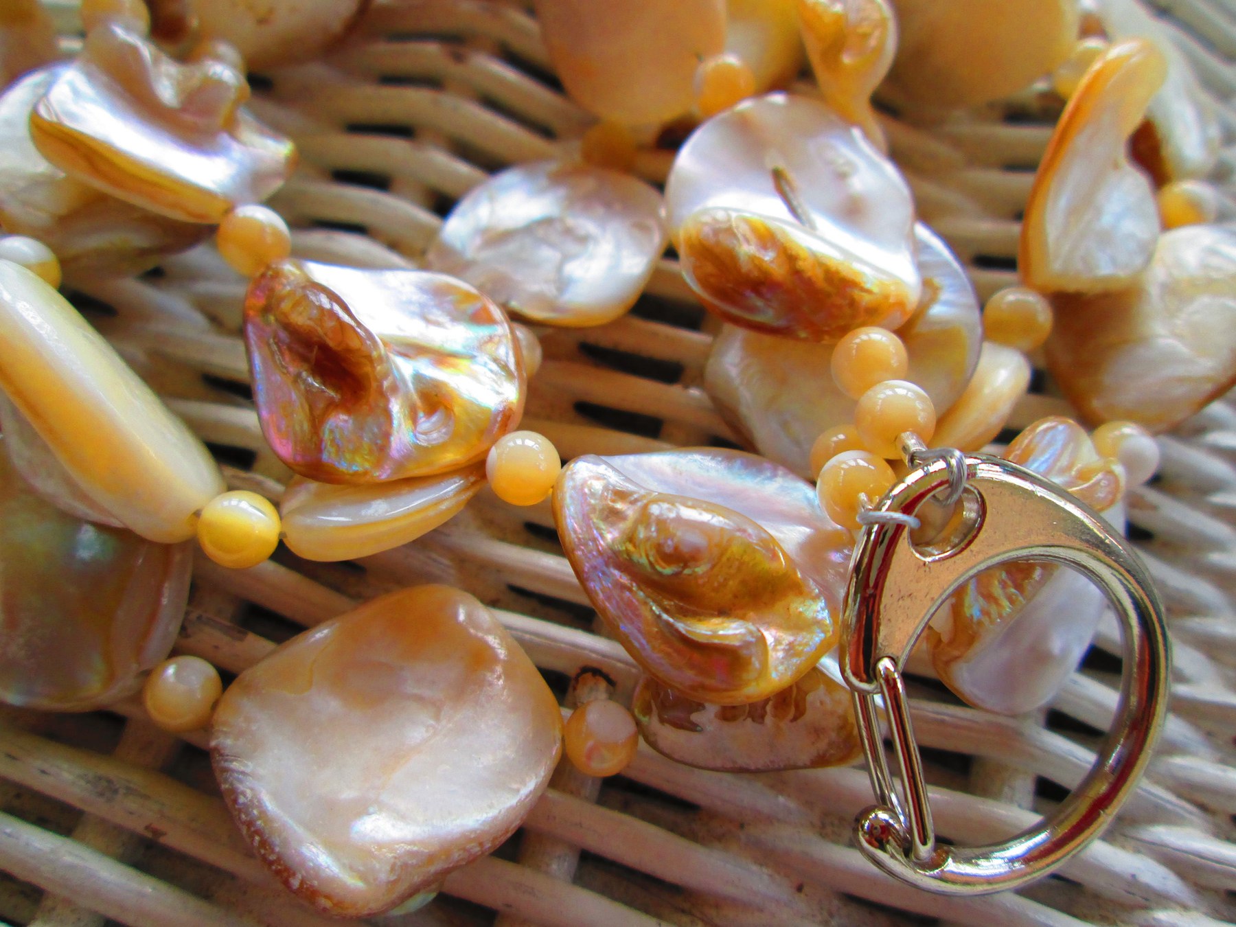 Shell Beaded Lanyard: Natural ID Badge, detail 3
