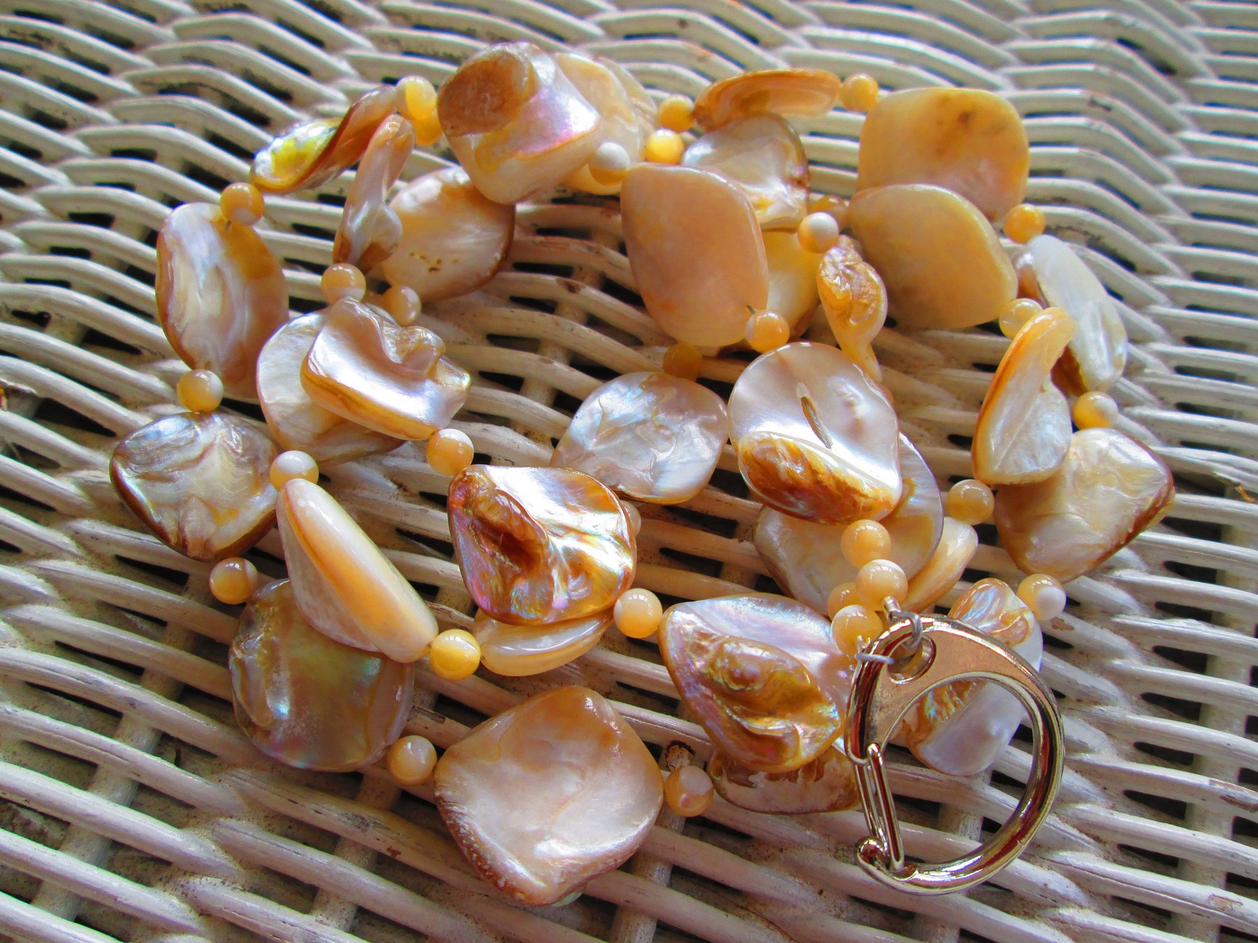 Shell Beaded Lanyard: Natural ID Badge, detail 4