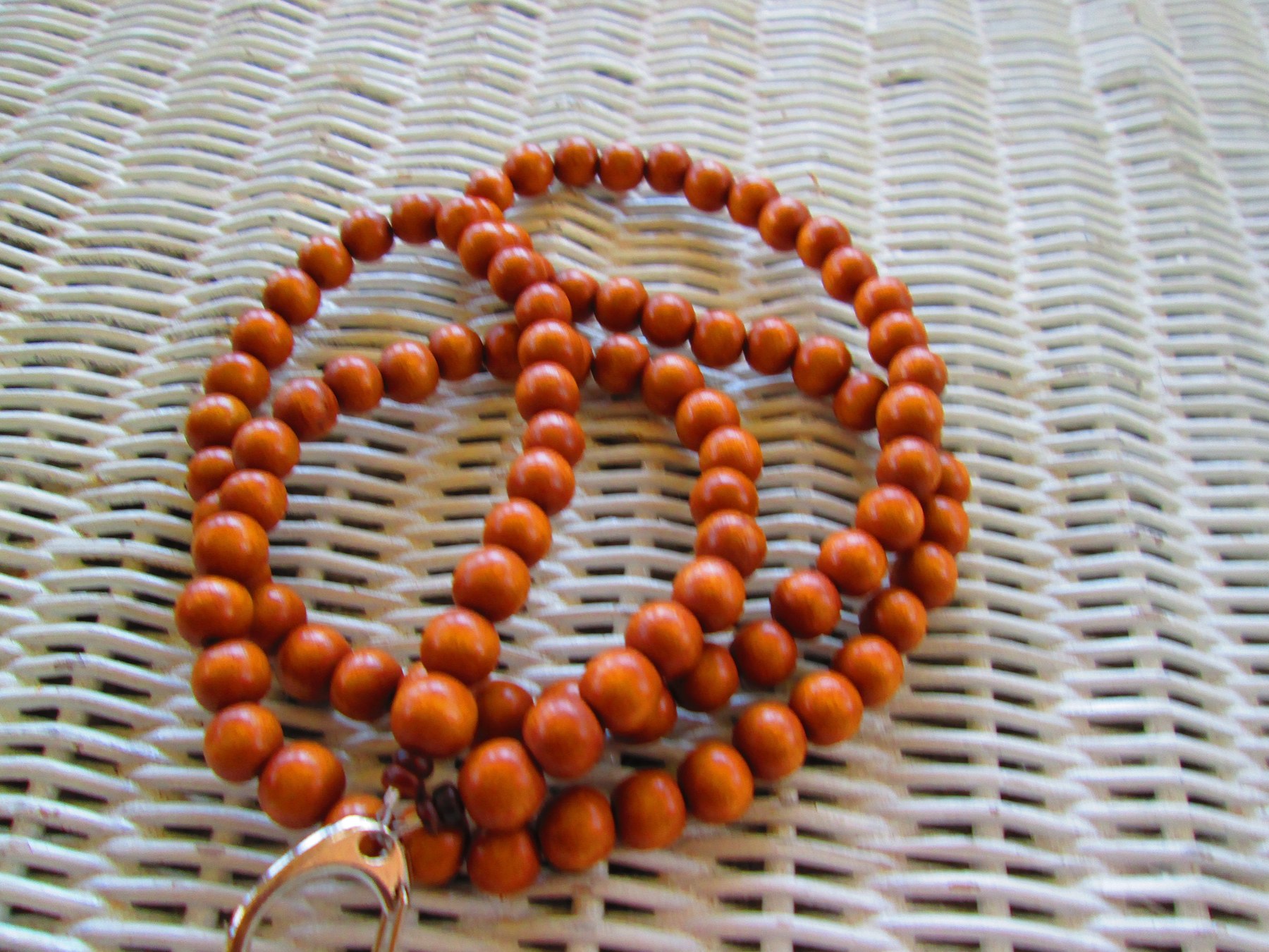 Terra Cotta 10mm Wood Beaded Lanyard: ID Badge Holder