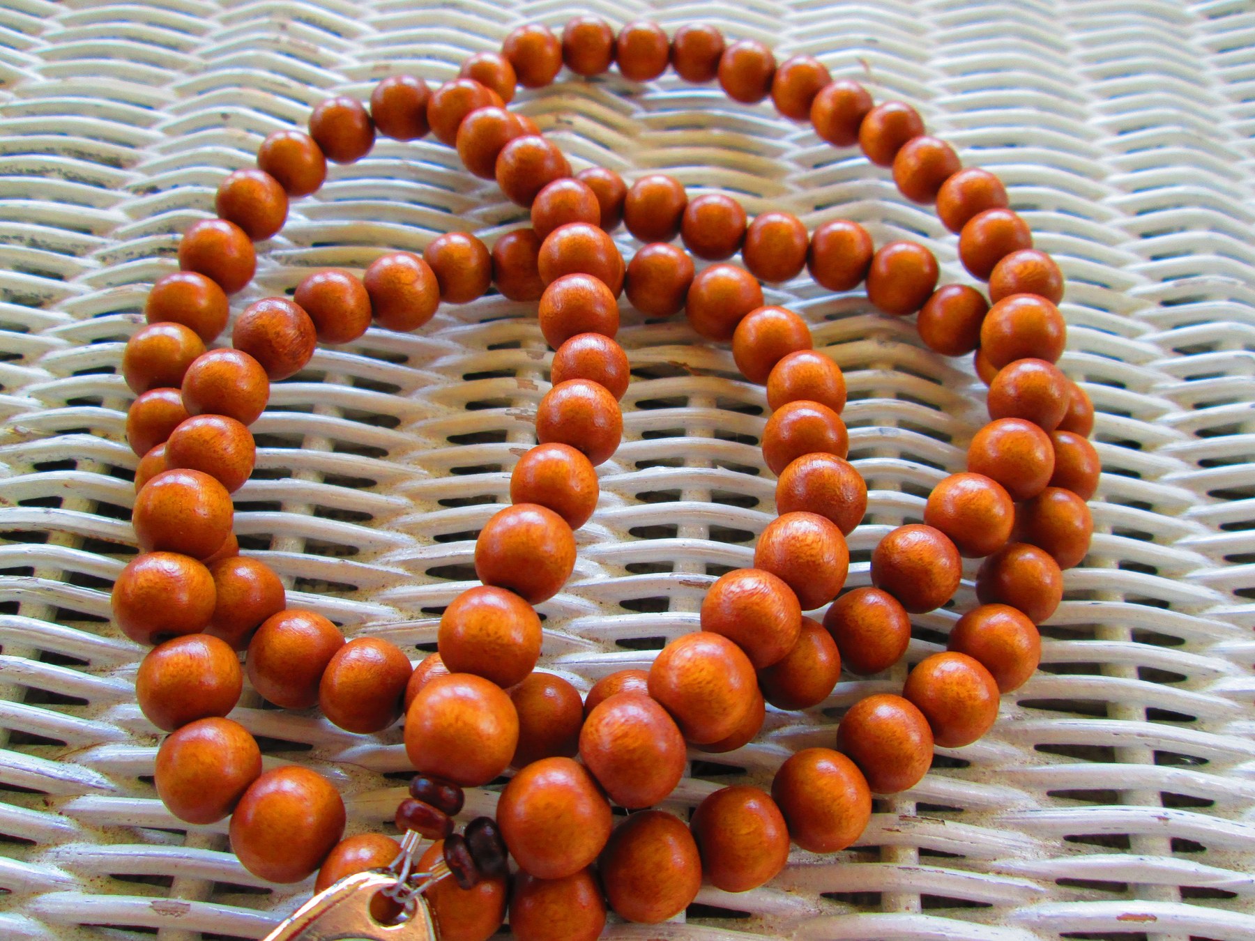 Terra Cotta 10mm Wood Beaded Lanyard: ID Badge Holder, detail 5