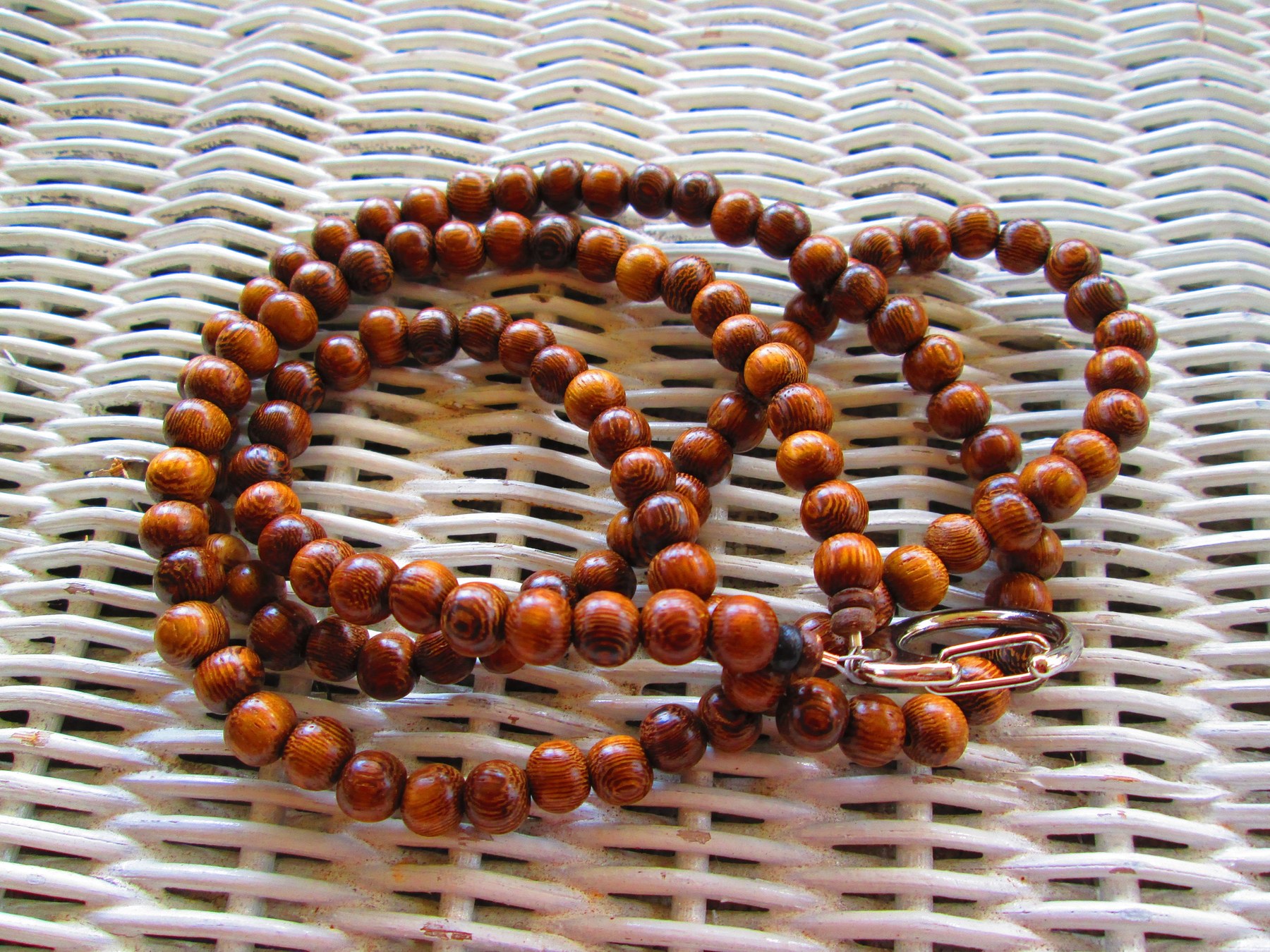 Robles Wood Beaded Lanyard: 8mm ID Badge