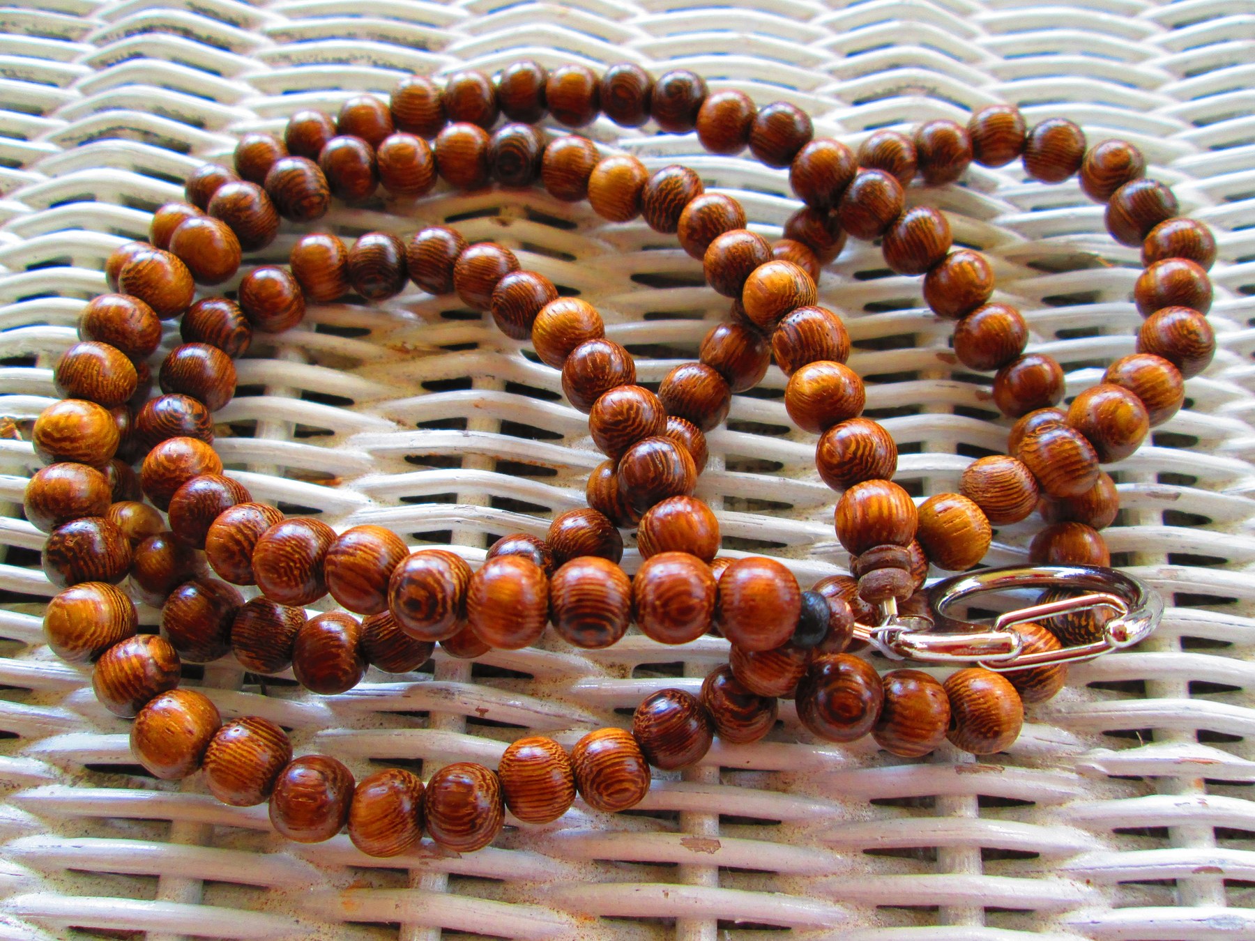 Robles Wood Beaded Lanyard: 8mm ID Badge, detail 2
