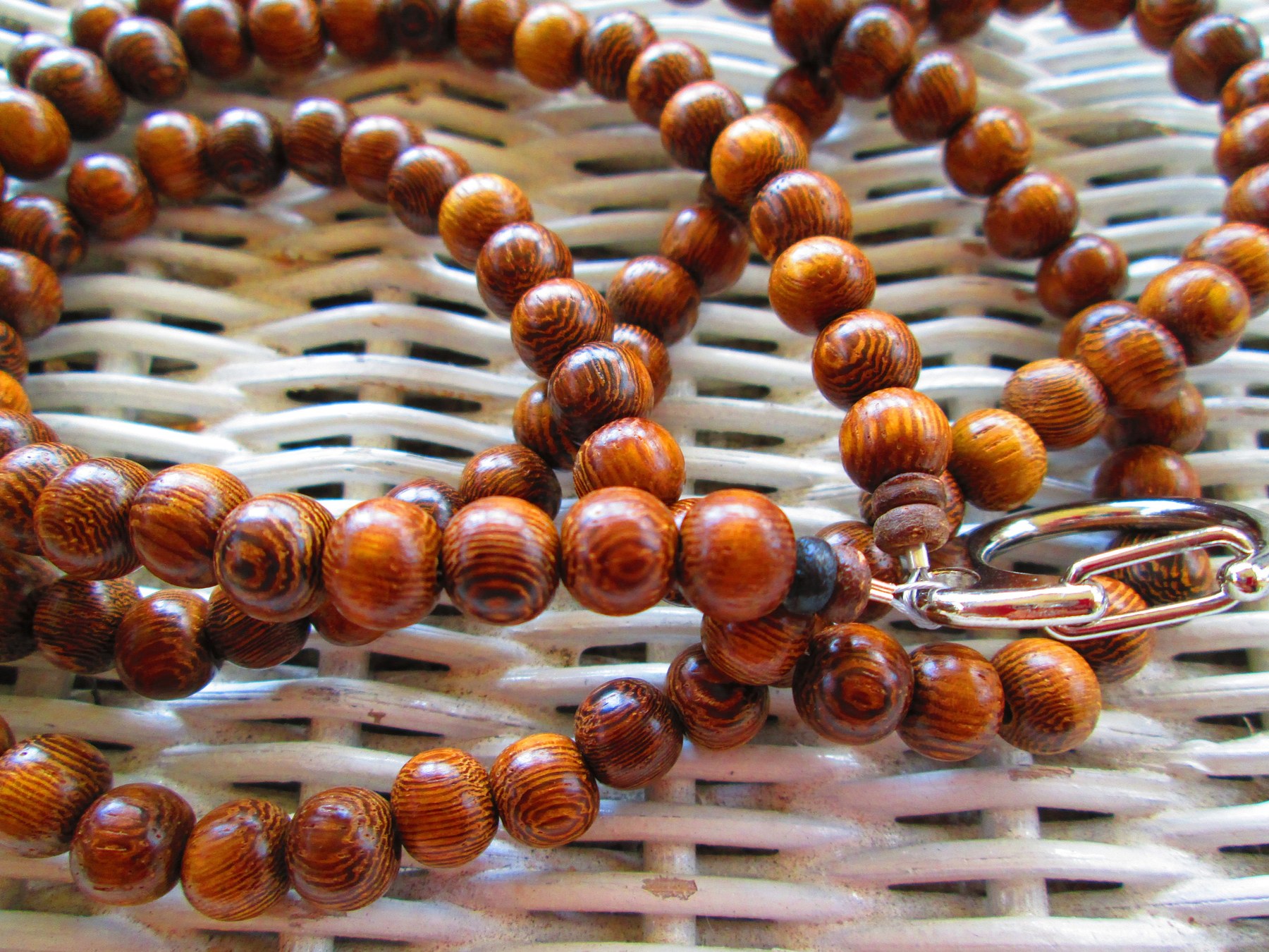 Robles Wood Beaded Lanyard: 8mm ID Badge, detail 3