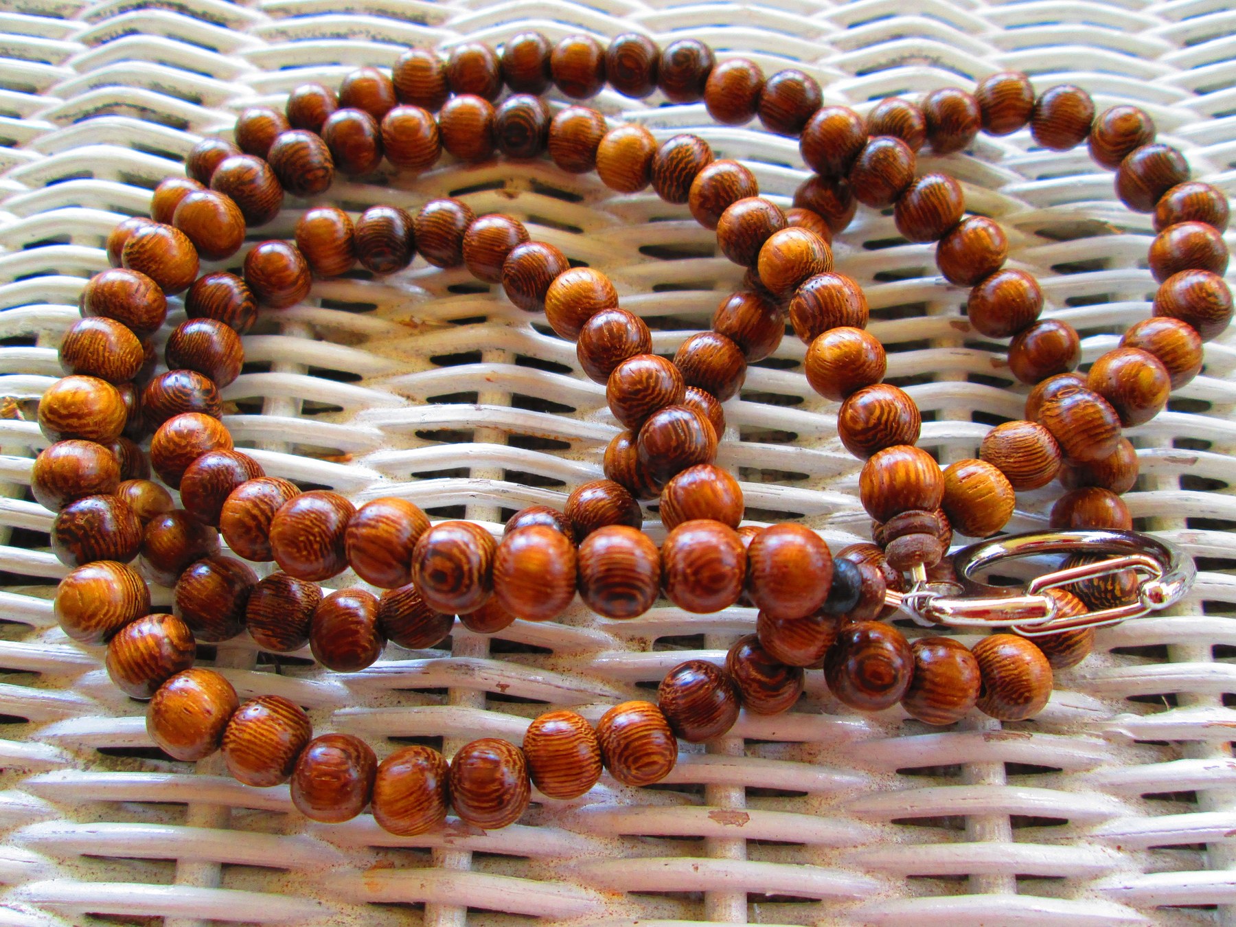 Robles Wood Beaded Lanyard: 8mm ID Badge, detail 4