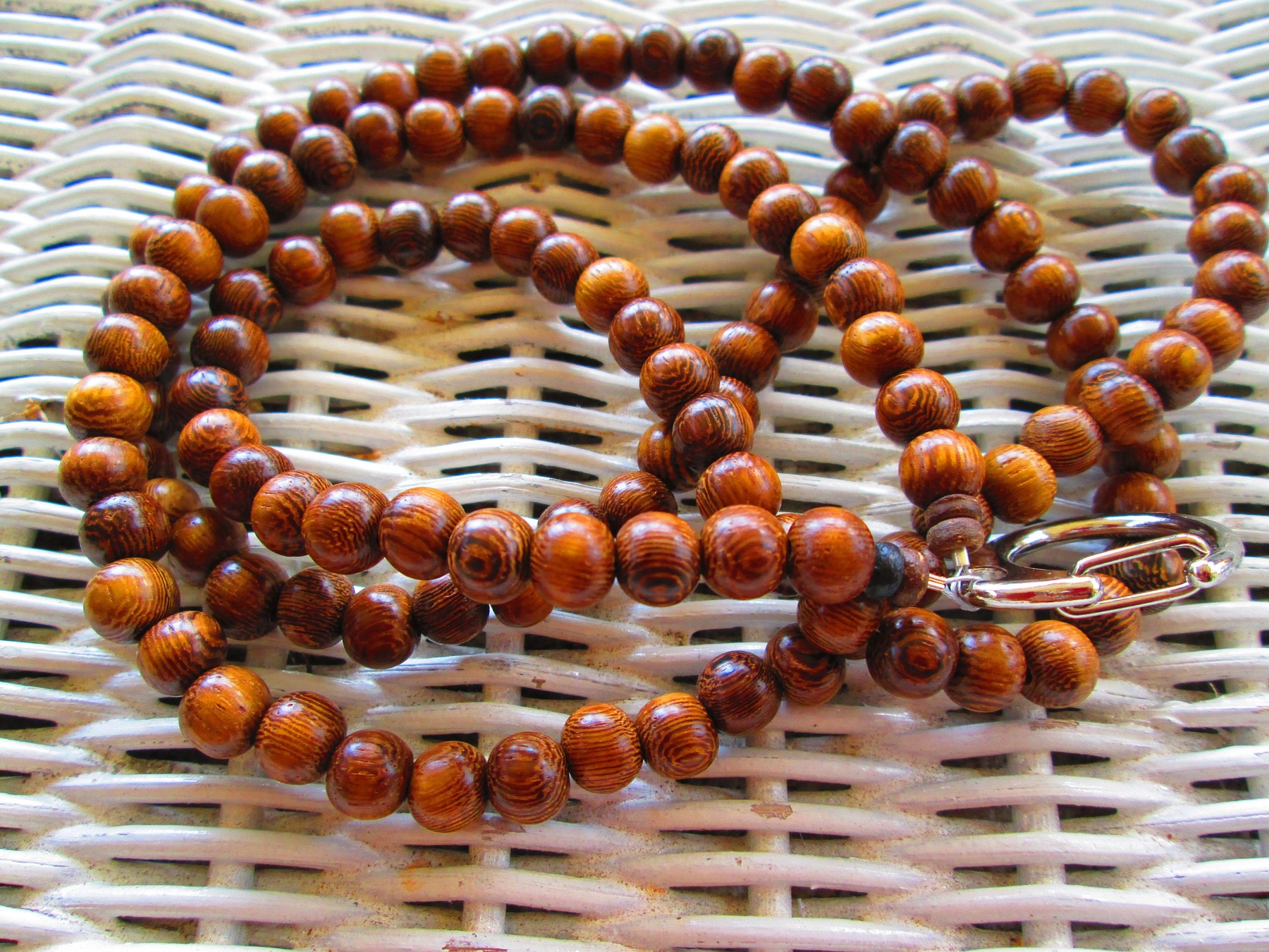 Robles Wood Beaded Lanyard: 8mm ID Badge, detail 5