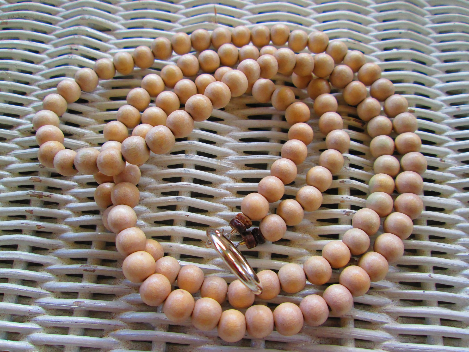 Stone White Wood Beaded Lanyard: 8mm ID Badge, detail 4
