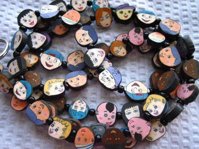 Handmade Beaded Lanyard: Children's Faces ID Badge, detail 5