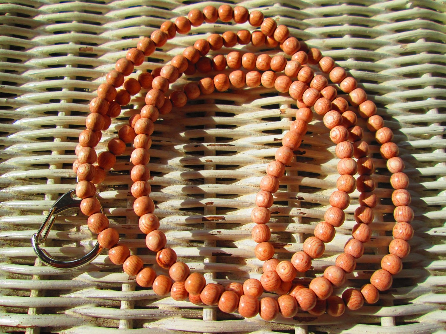 Lanyard, Rosewood 6mm beaded handmade lanyard/id badge, 903, detail 2