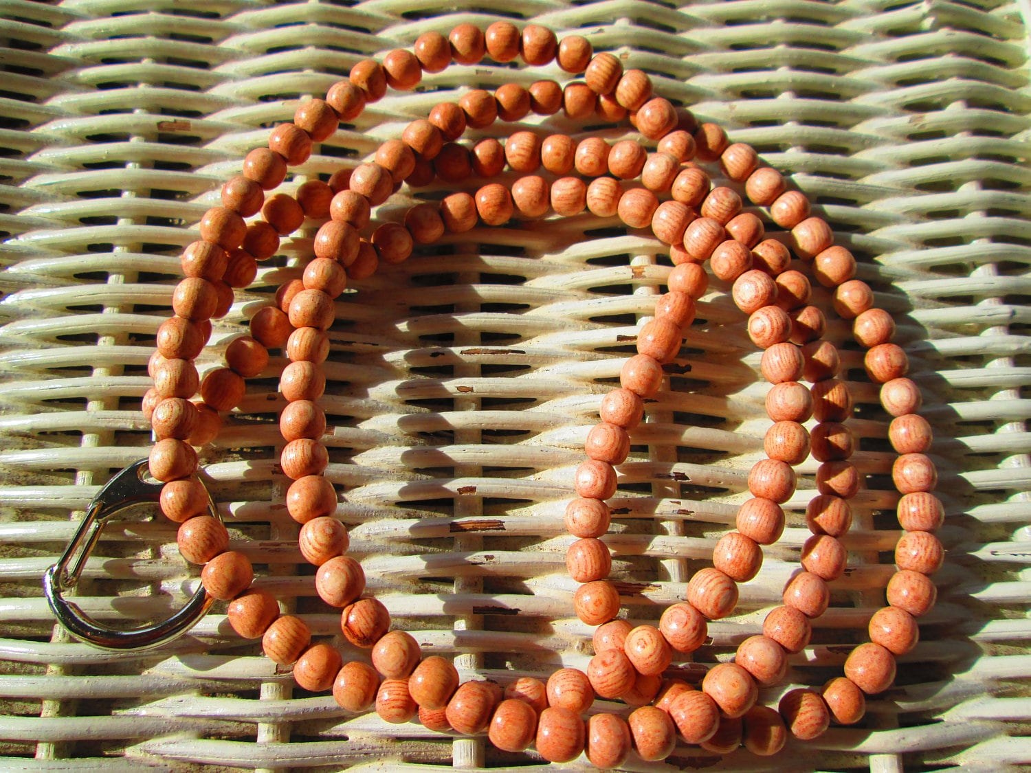 Lanyard, Rosewood 6mm beaded handmade lanyard/id badge, 903, detail 4