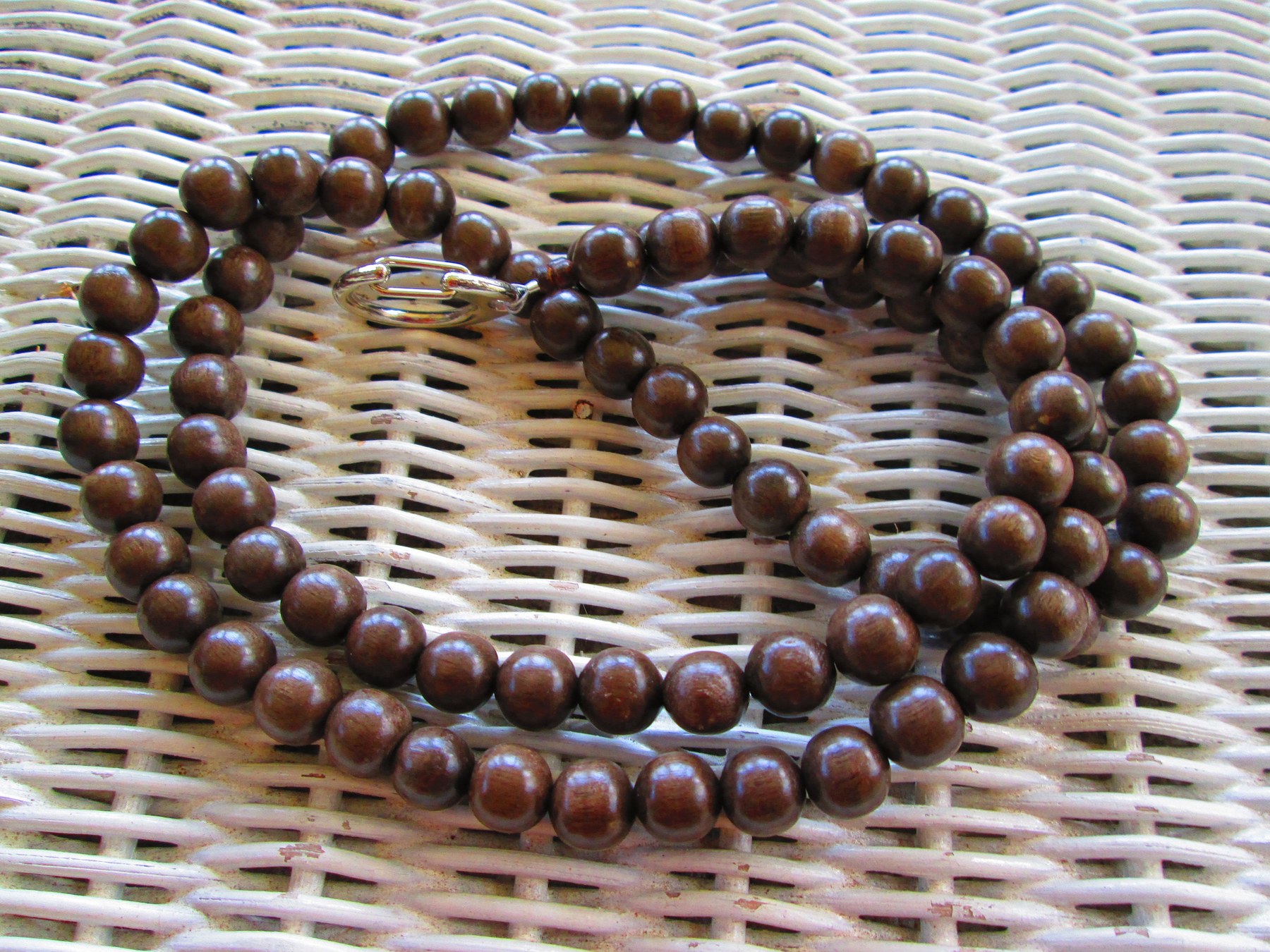 Lanyard, Dove Grey 10mm Wood Handmade Beaded Lanyard, 935