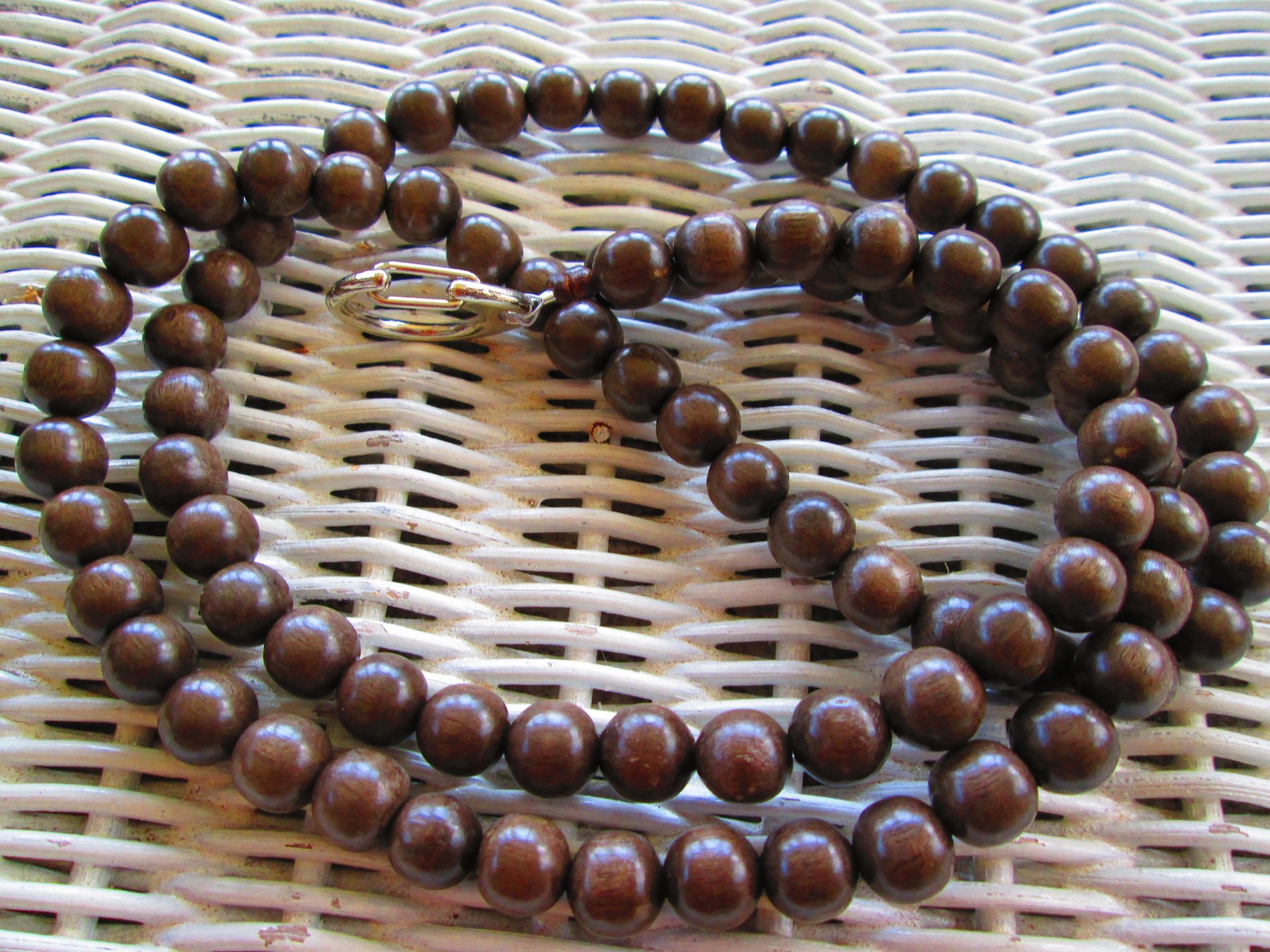 Lanyard, Dove Grey 10mm Wood Handmade Beaded Lanyard, 935, detail 2