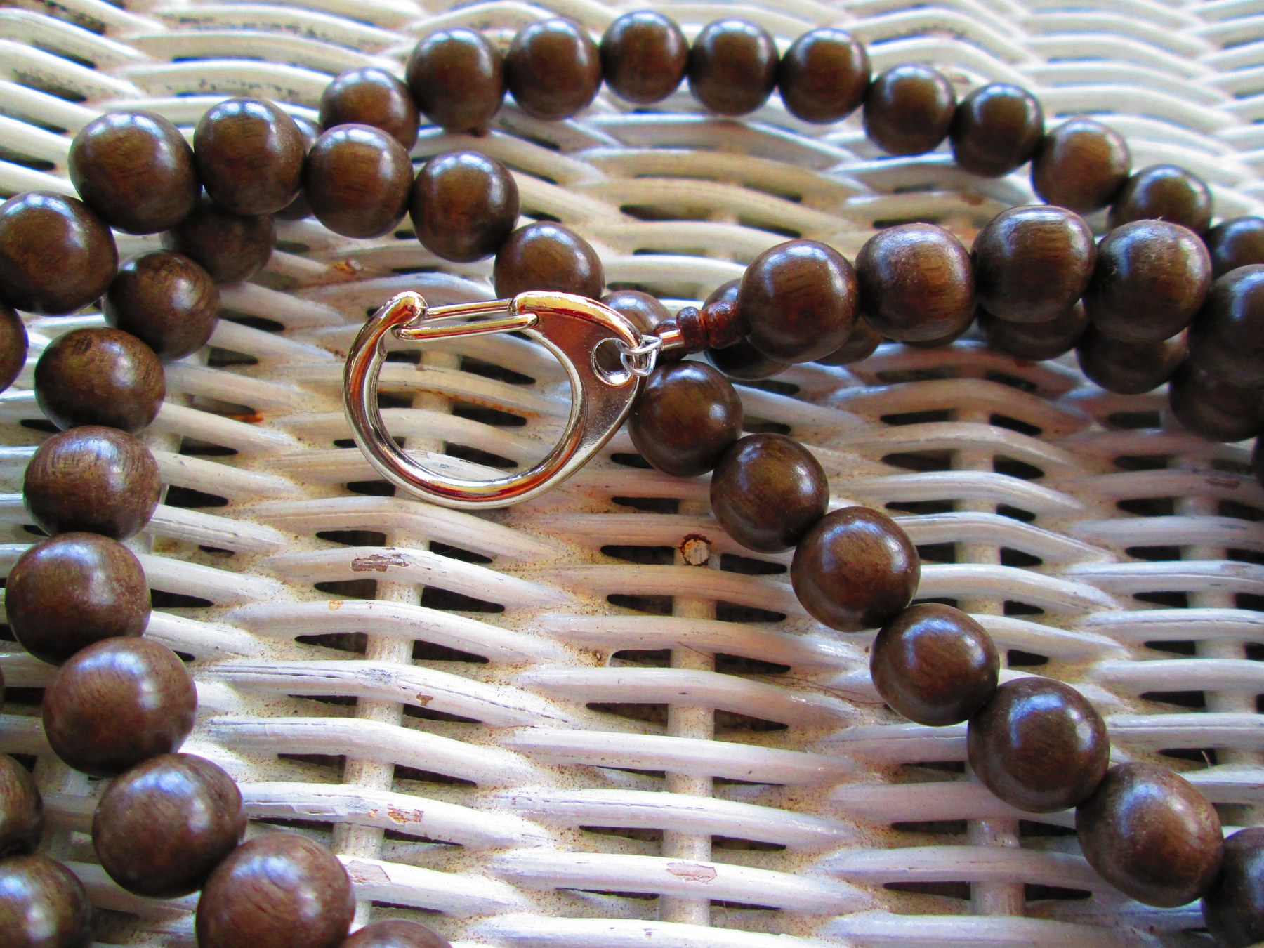 Lanyard, Dove Grey 10mm Wood Handmade Beaded Lanyard, 935, detail 3